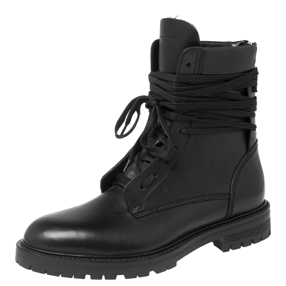 

Amiri Black Leather Combat Boots Size
