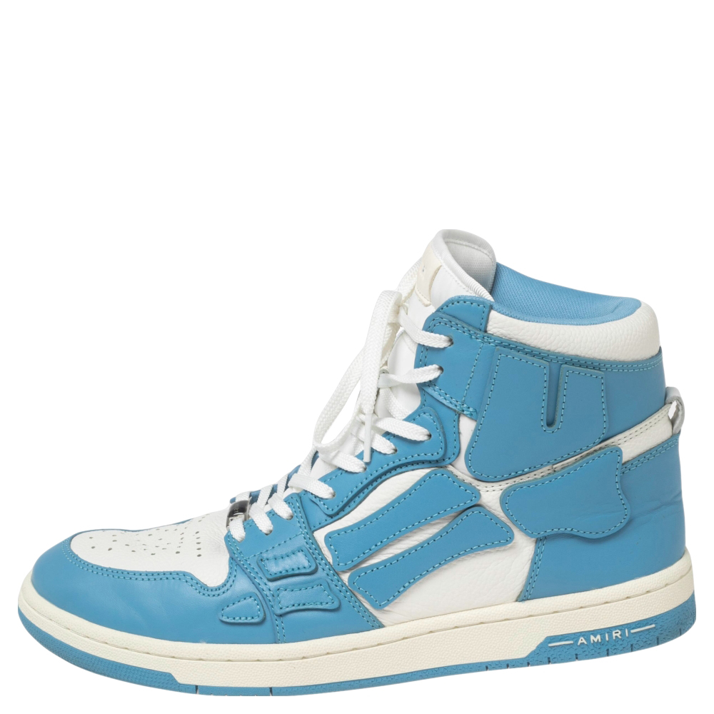 

Amiri Blue/White Leather High Top Sneakers Size