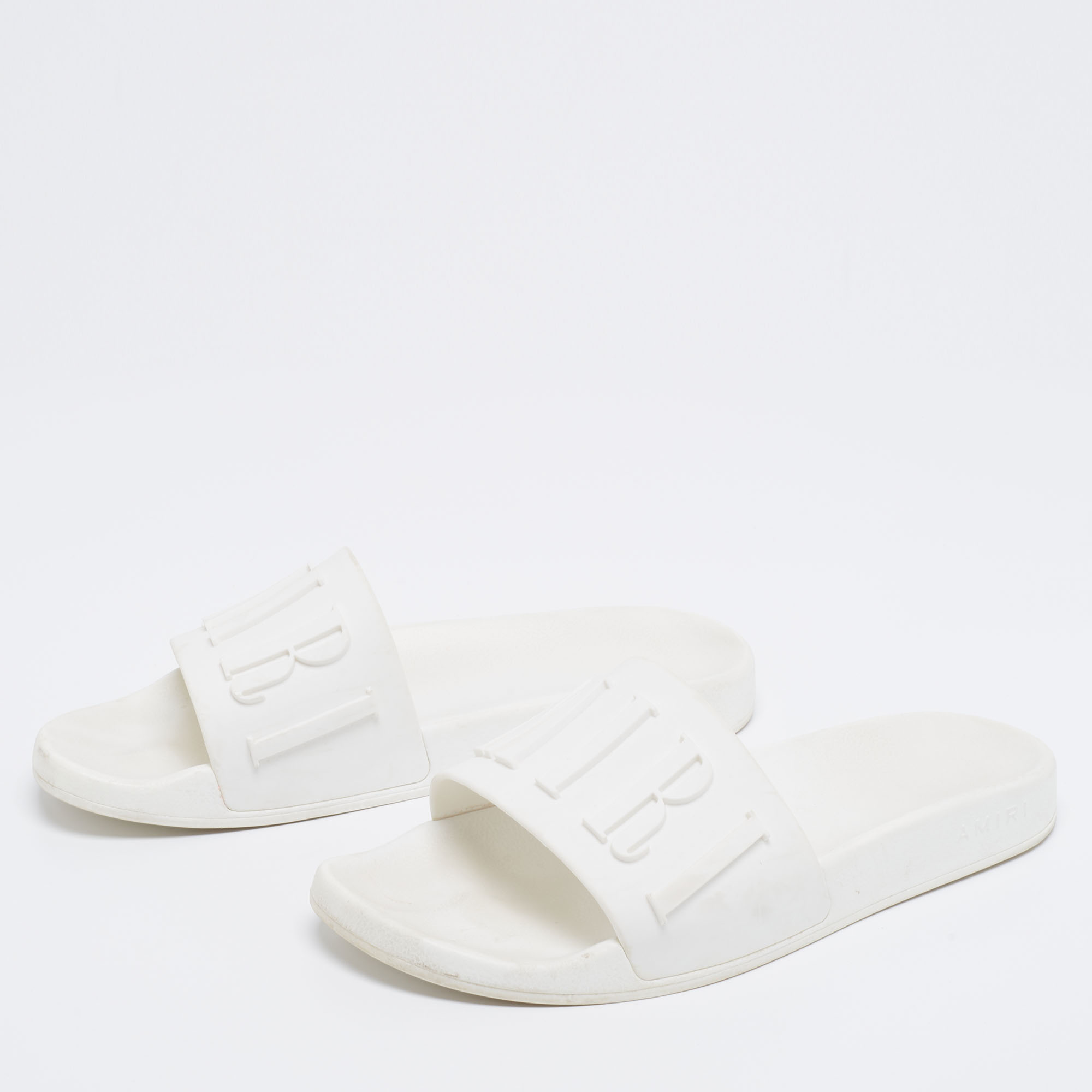 

Amiri White Rubber Logo Pool Slide Sandal Size