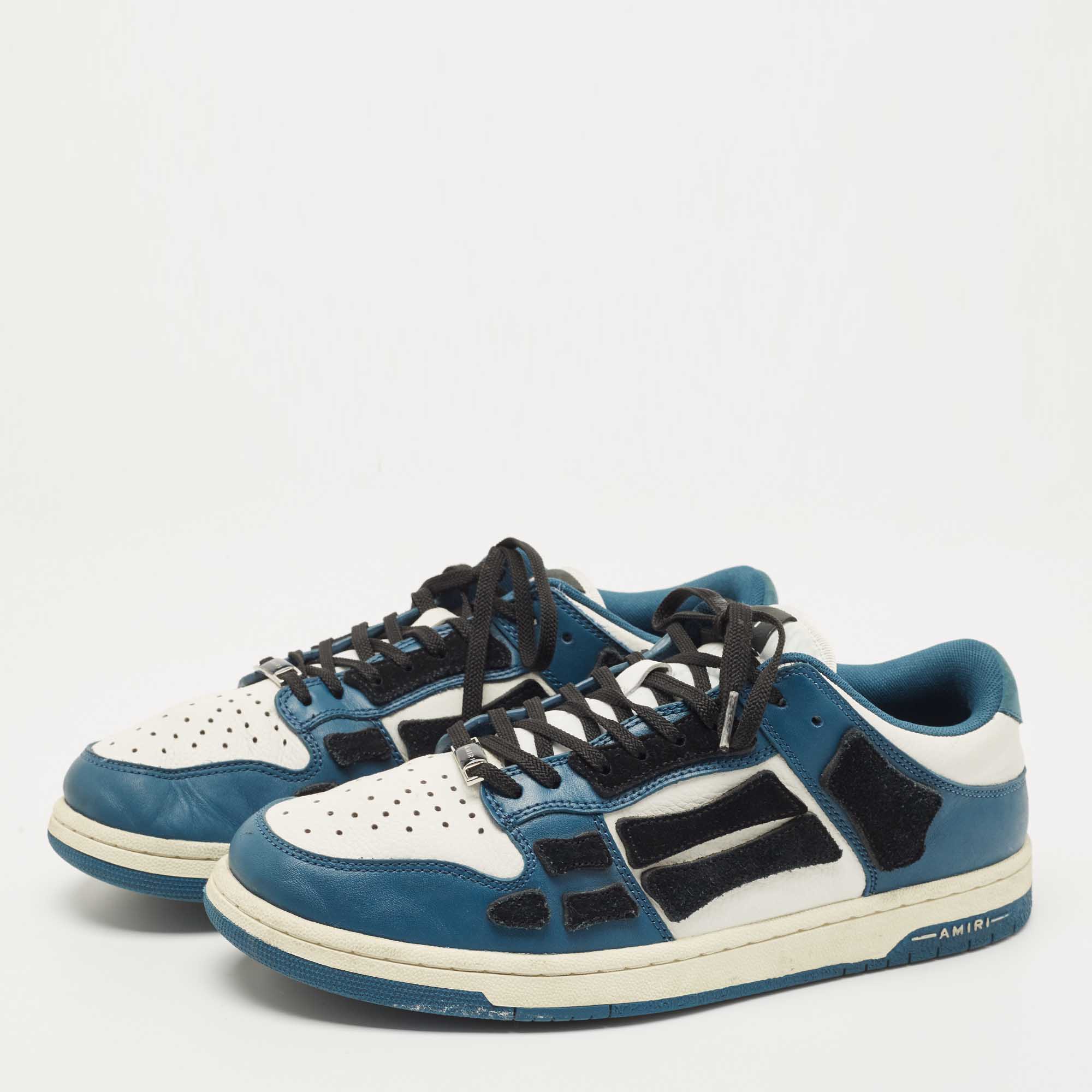 

Amiri Blue/White Leather Skel Low Top Sneakers Size