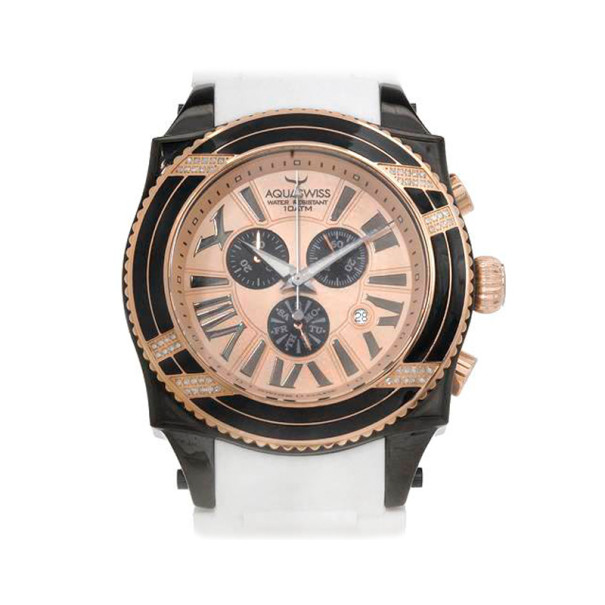 AquaSwiss Gold Plated SS Black Unisex Wristwatch 