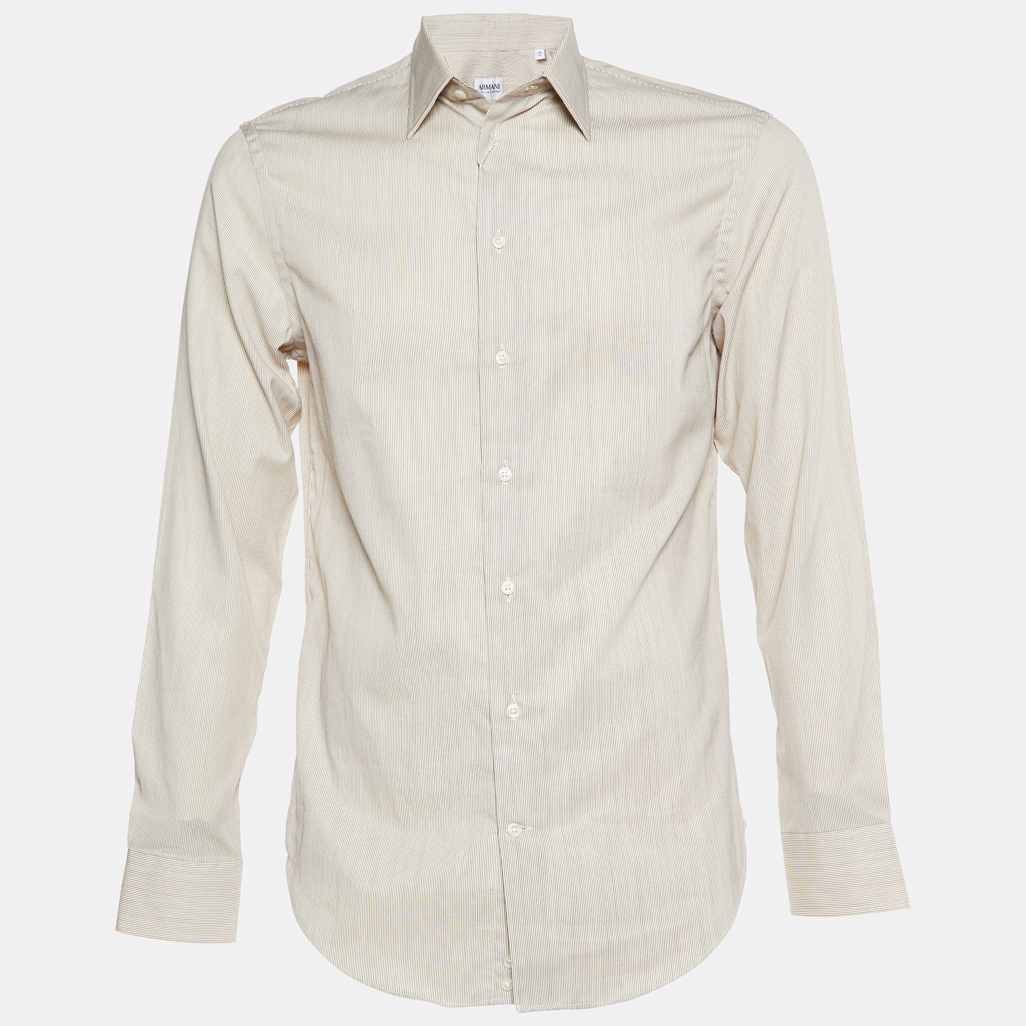 

Armani Collezioni Beige Pinstripe Cotton Buttoned Up Shirt S