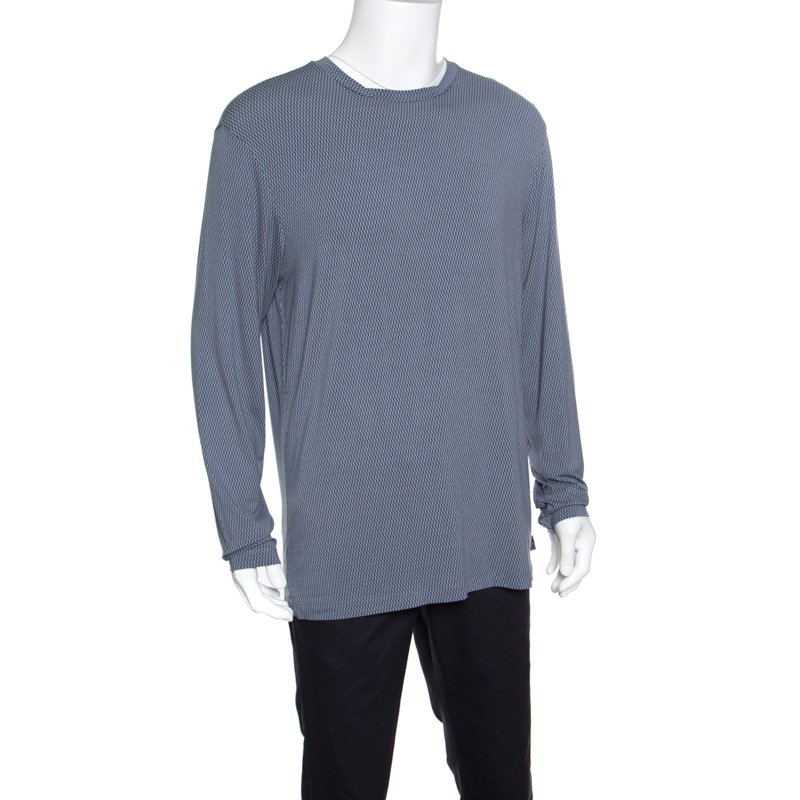 

Armani Collezioni Grey Optical Pattern Jersey Long Sleeve T-Shirt 3XL