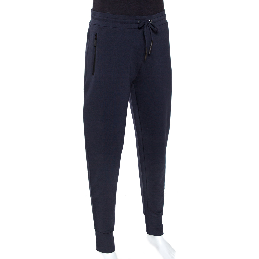 

Armani Collezioni Navy Blue Stretch Cotton Jogger Pants
