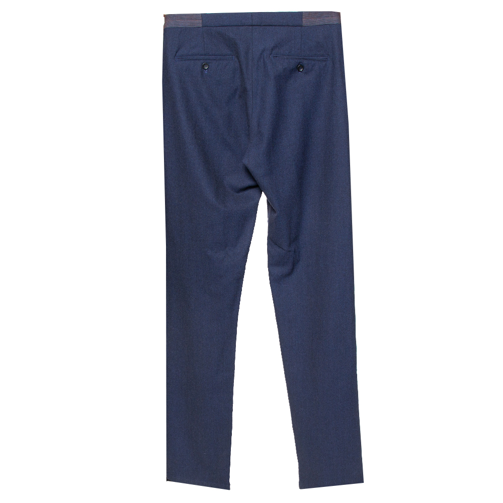 

Armani Collezioni Navy Blue Wool Front Pleat Detail Tailored Trousers