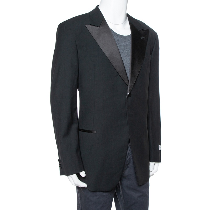 

Armani Collezioni Black Wool Button Front Tailored Blazer 3XL