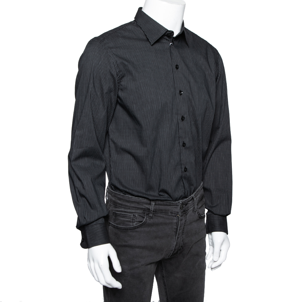 

Armani Collezioni Black Checkered Cotton Long Sleeve Shirt