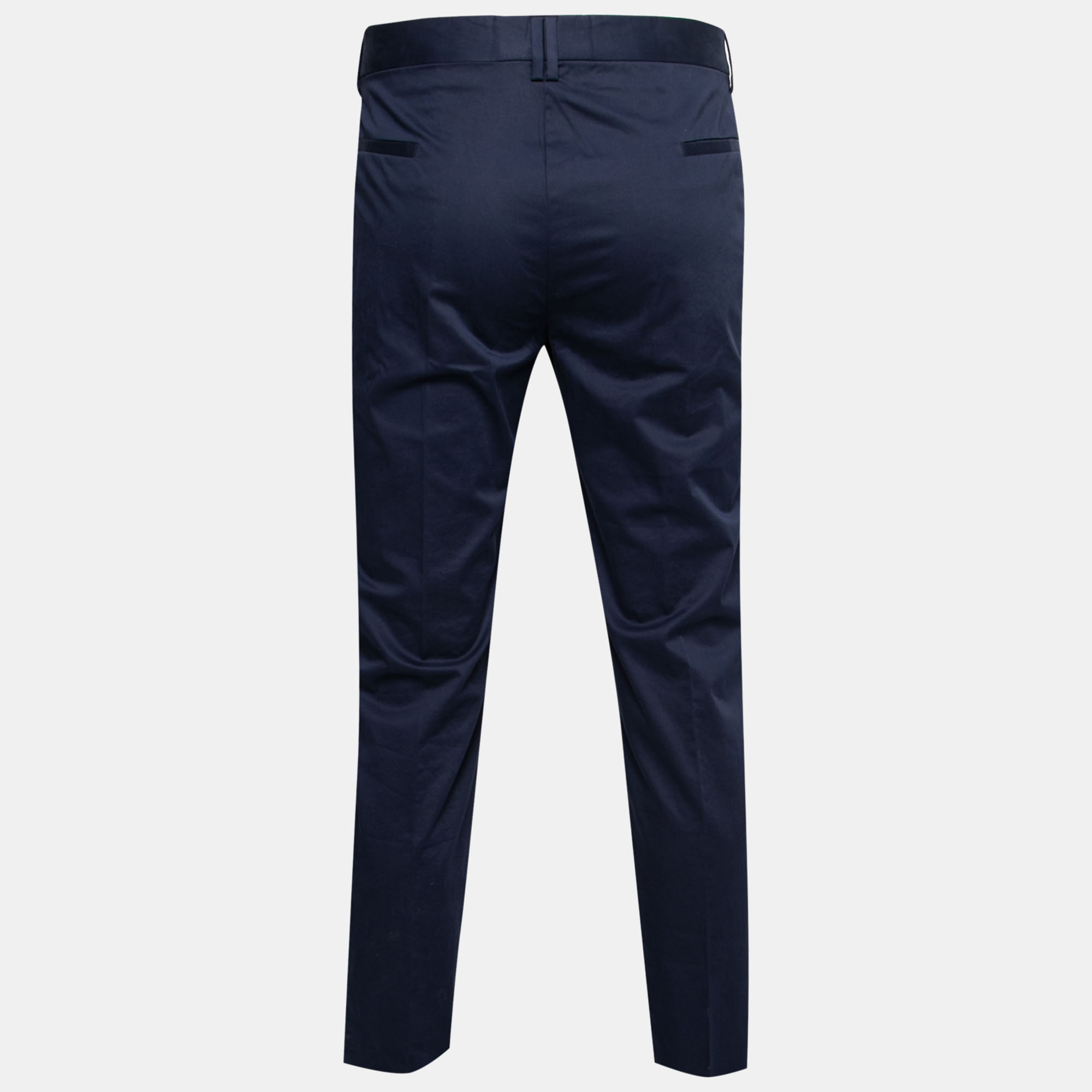 

Armani Collezioni Navy Blue Cotton Regular Fit Trousers  Waist 37