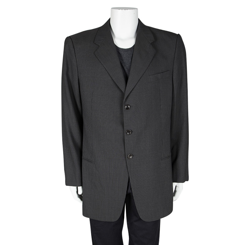 

Armani Collezioni Grey Pin Striped Wool Regular Fit Blazer 4XL