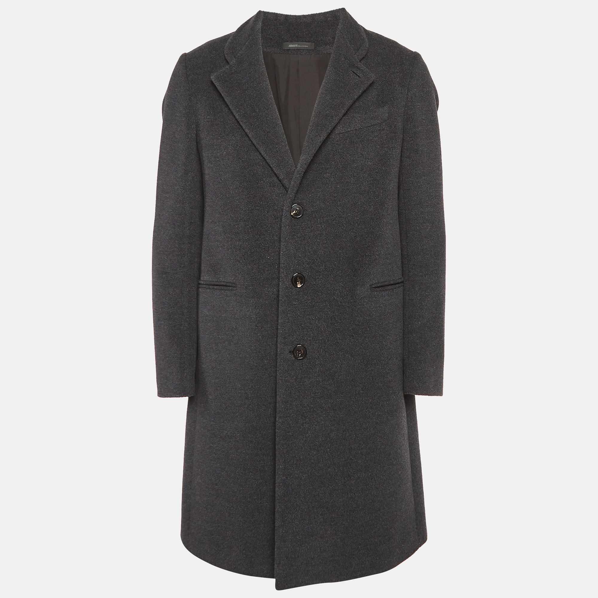 

Armani Collezioni Grey Felt Wool Mid-Length Coat M