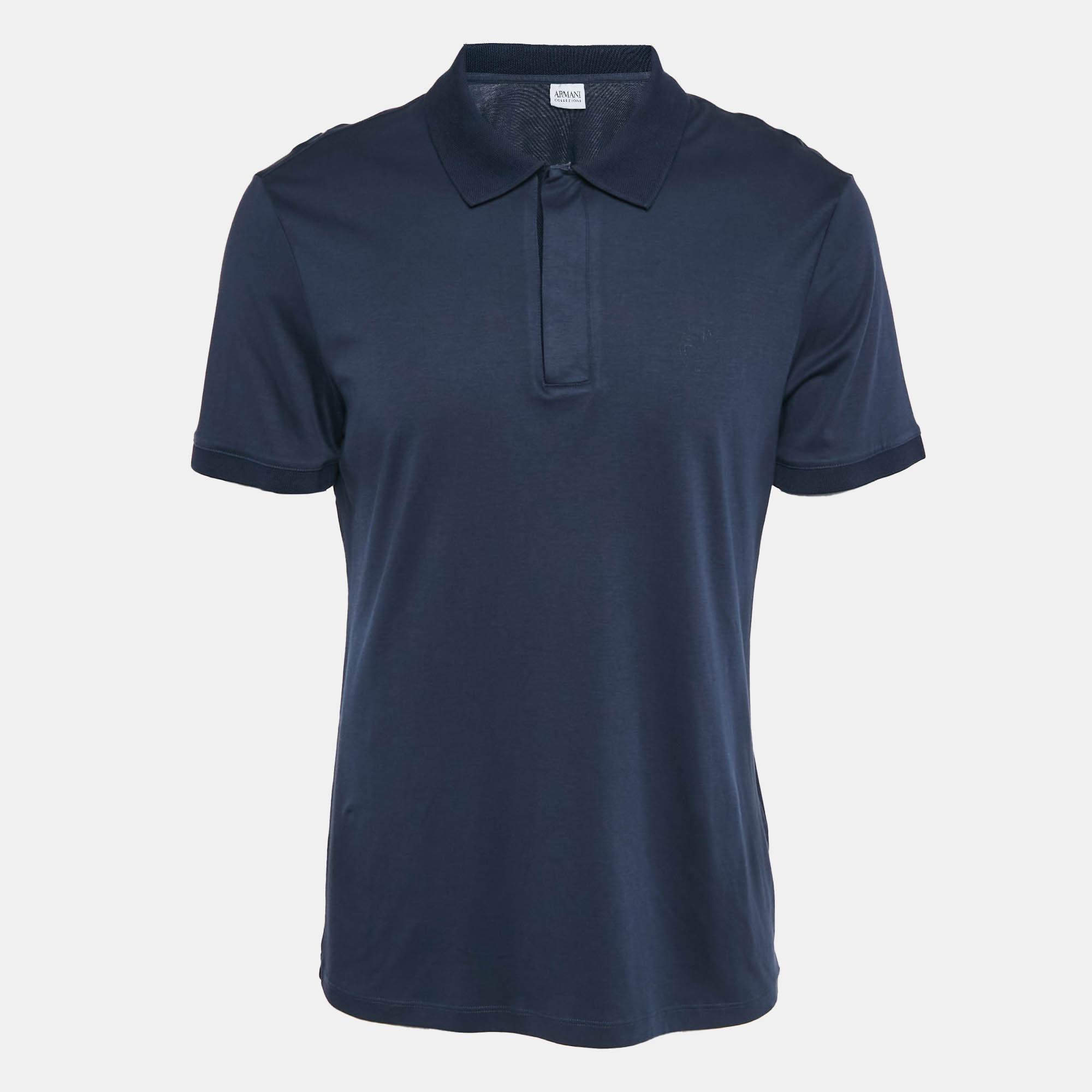 

Armani Collezioni Navy Blue Cotton Polo T-Shirt XL