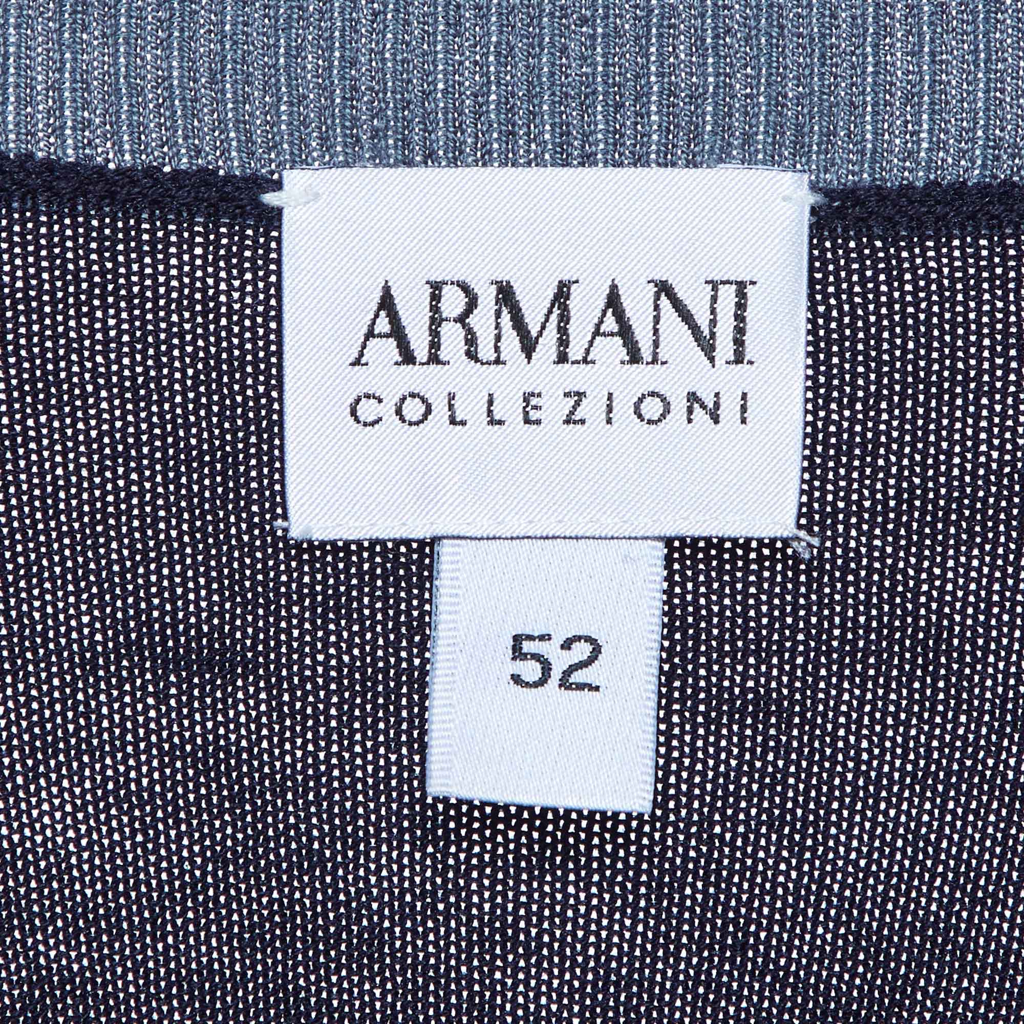 Armani Collezioni Navy Blue Silk Knit Button Front Cardigan XL 