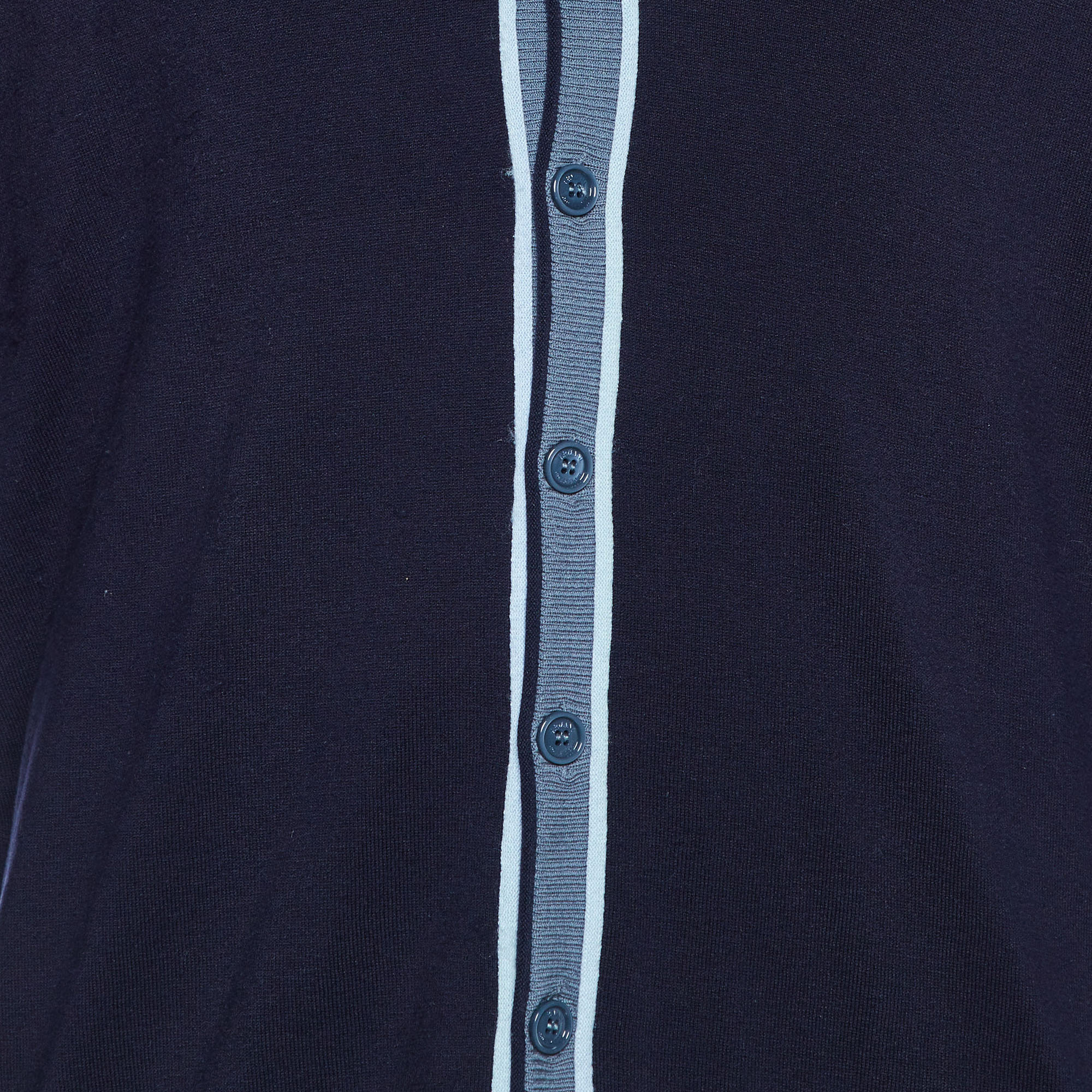 Armani Collezioni Navy Blue Silk Knit Button Front Cardigan XL 
