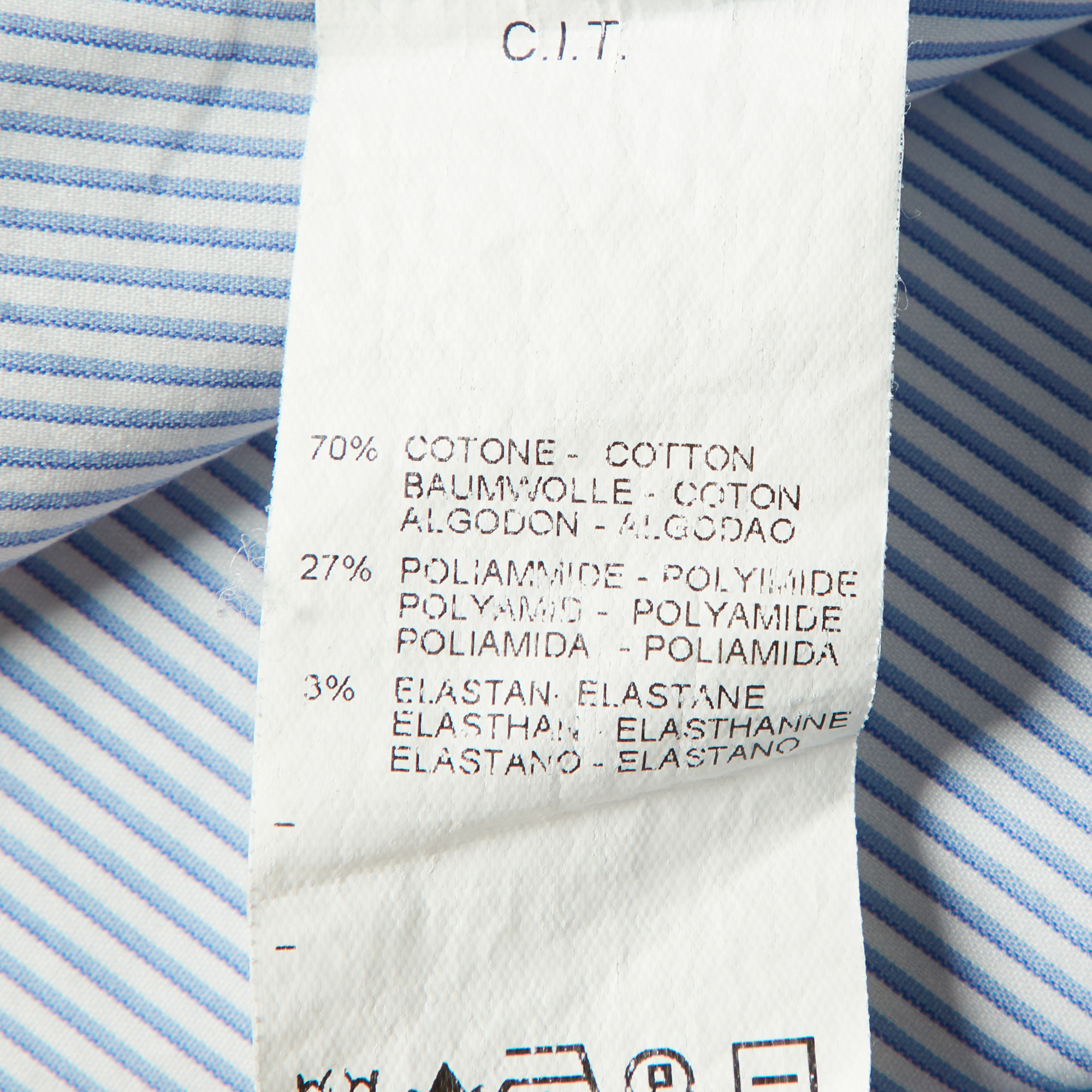 Armani Collezioni Blue/White Striped Stretch Cotton Long Sleeve Shirt M 