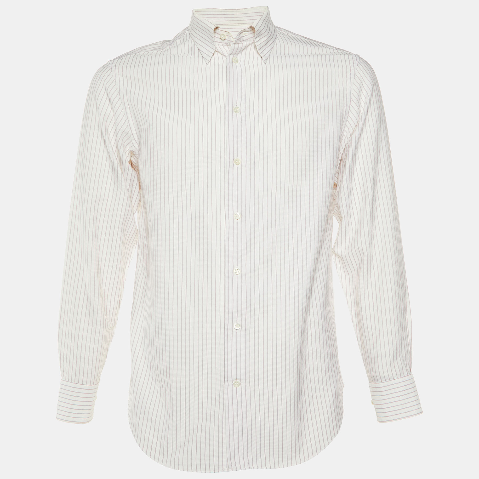 

Armani Collezioni White Striped Cotton Long Sleeve Shirt M