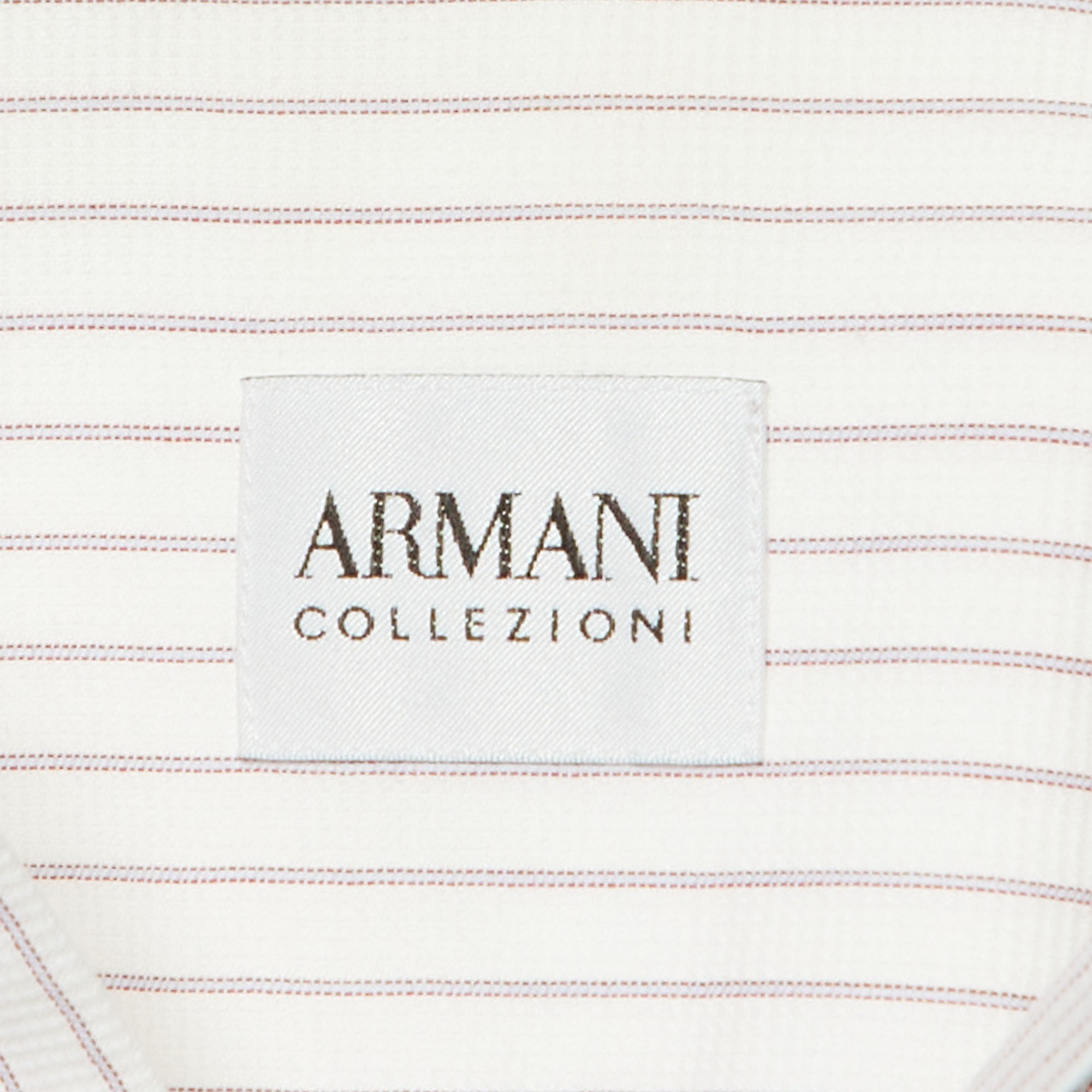 Armani Collezioni White Striped Cotton Long Sleeve Shirt M 