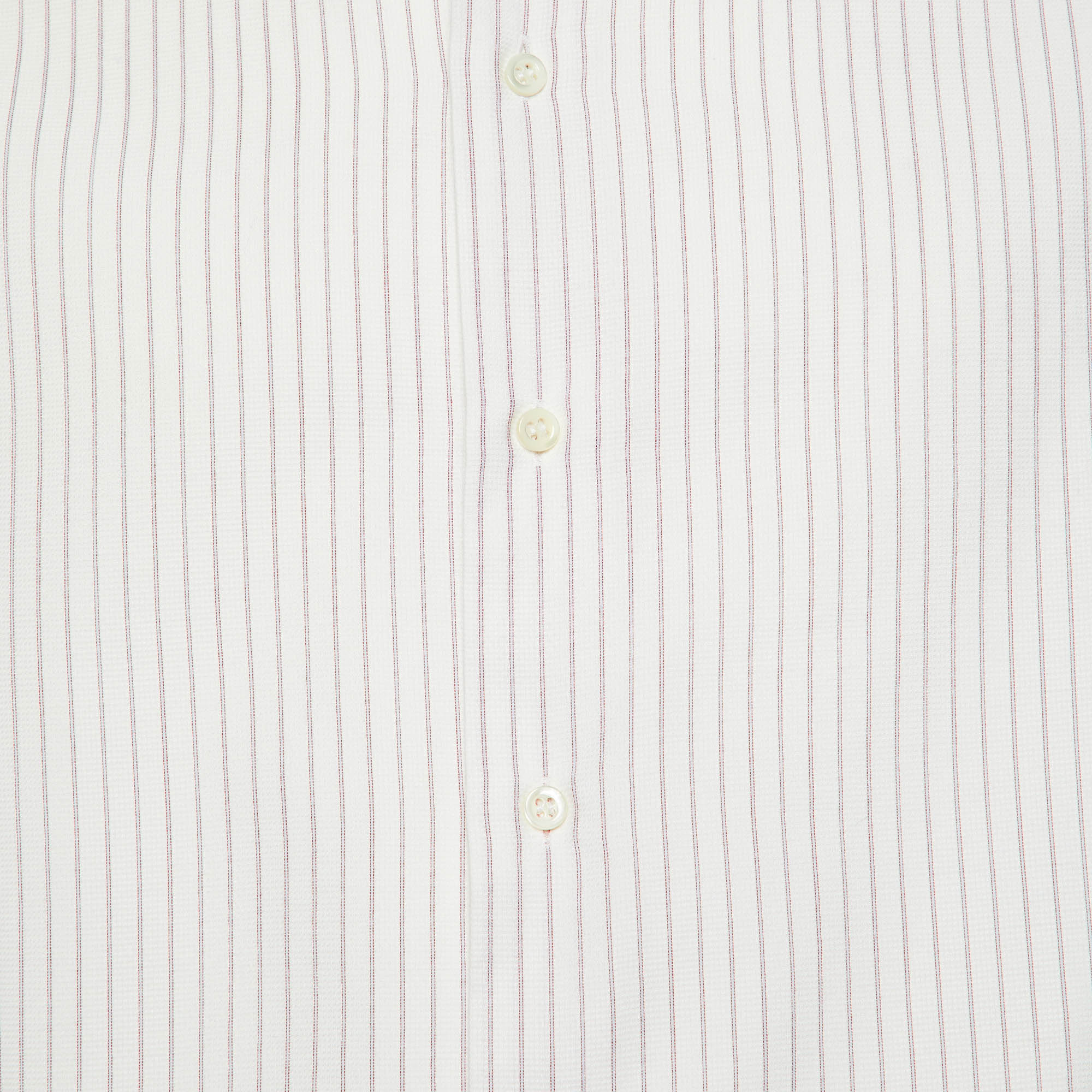 Armani Collezioni White Striped Cotton Long Sleeve Shirt M 