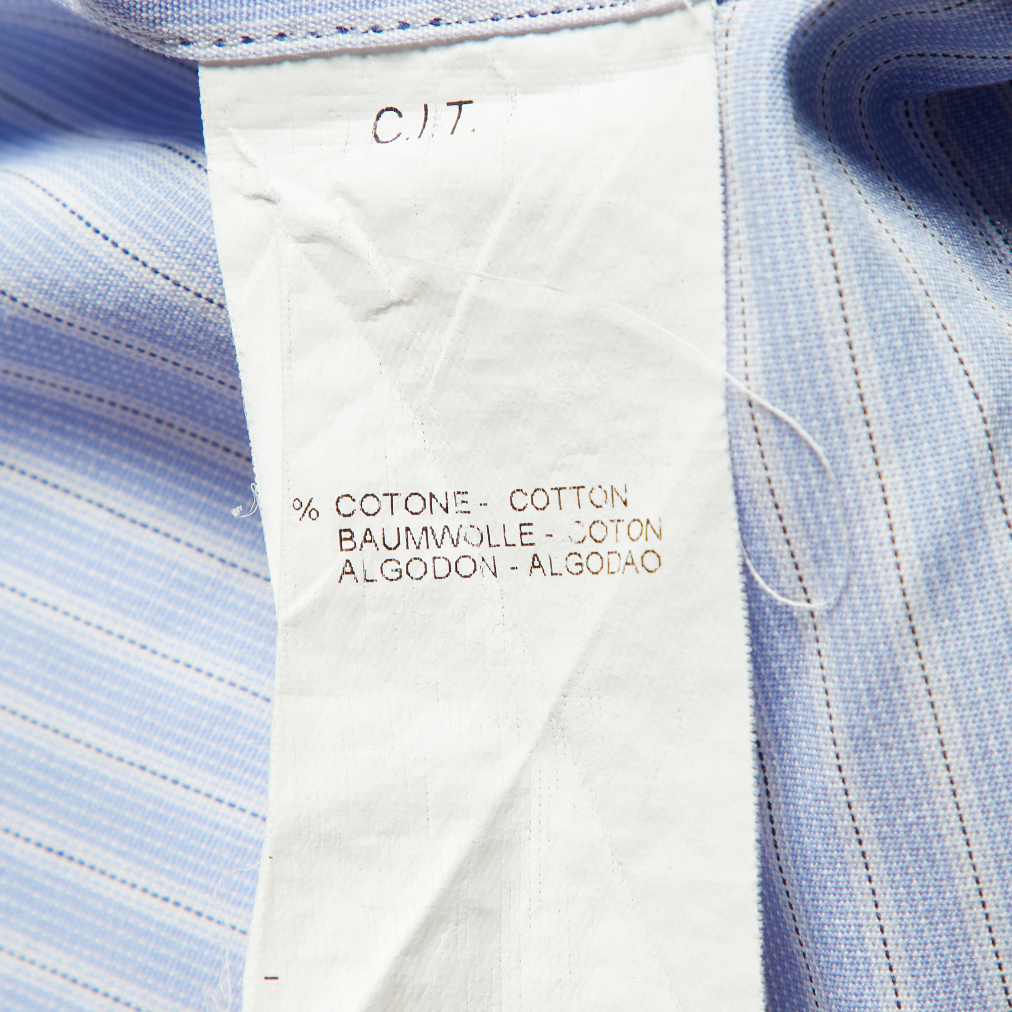 Armani Collezioni Blue Striped Cotton Long Sleeve Shirt M 