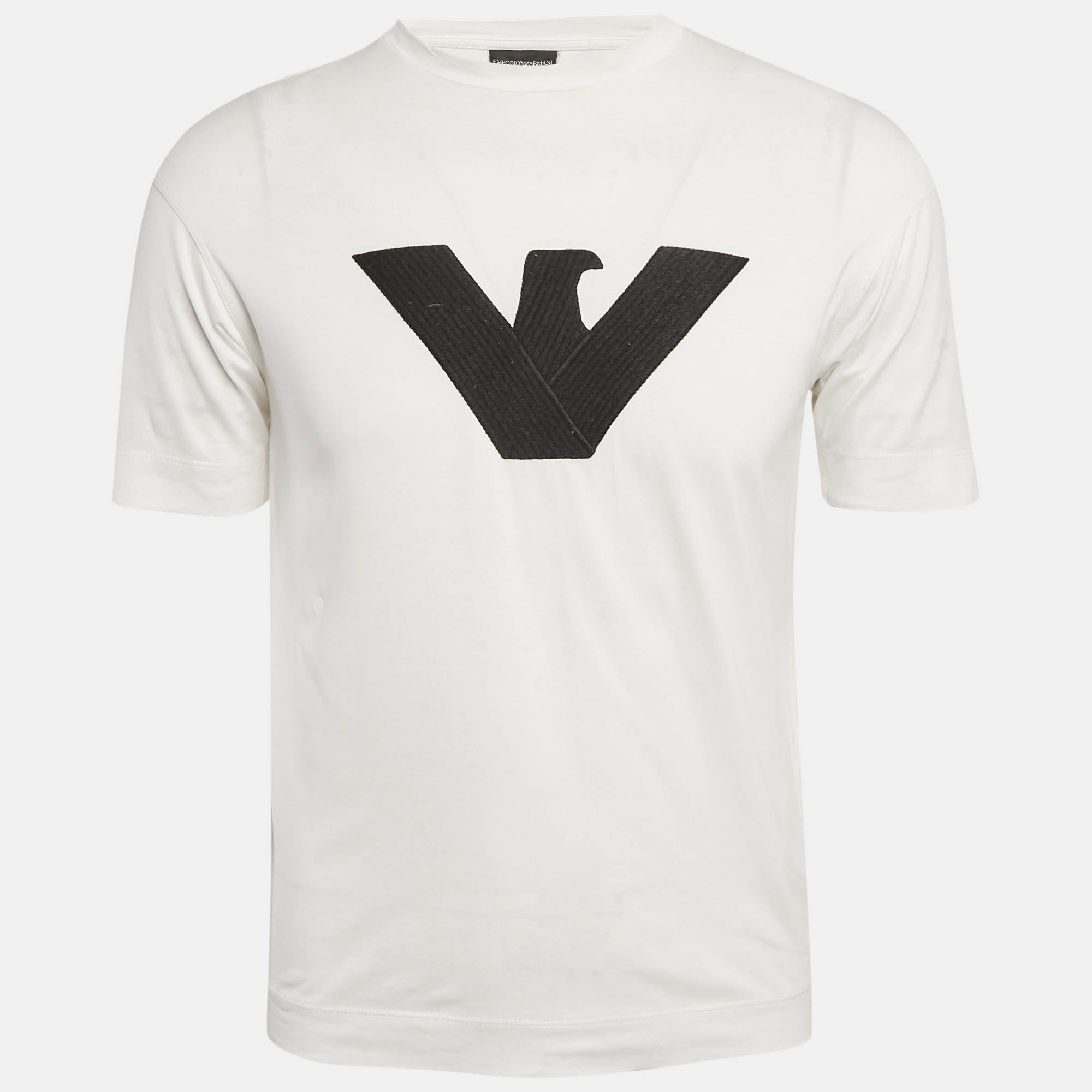 

Armani Collezioni White Logo Embroidered Jersey T-Shirt XS