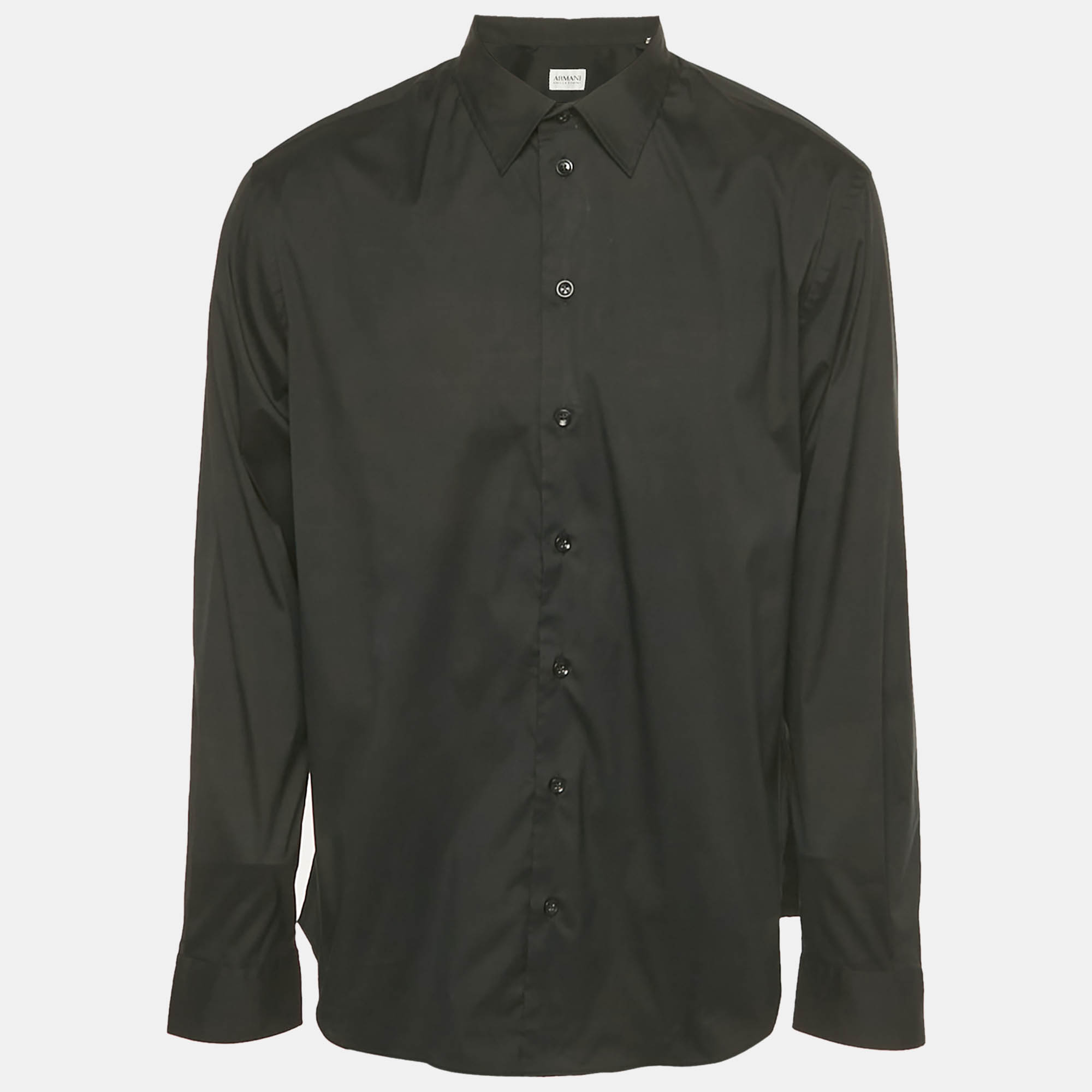 

Armani Collezioni Black Cotton Blend Full Sleeve Shirt XL