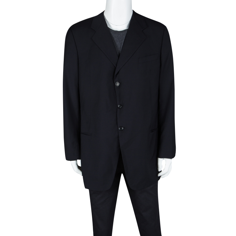 

Armani Collezioni Navy Blue Wool Three Button Blazer