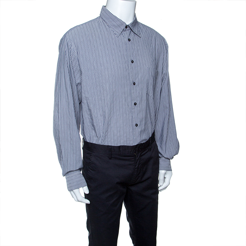 

Armani Collezioni Grey Striped Long Sleeve Button Front Shirt