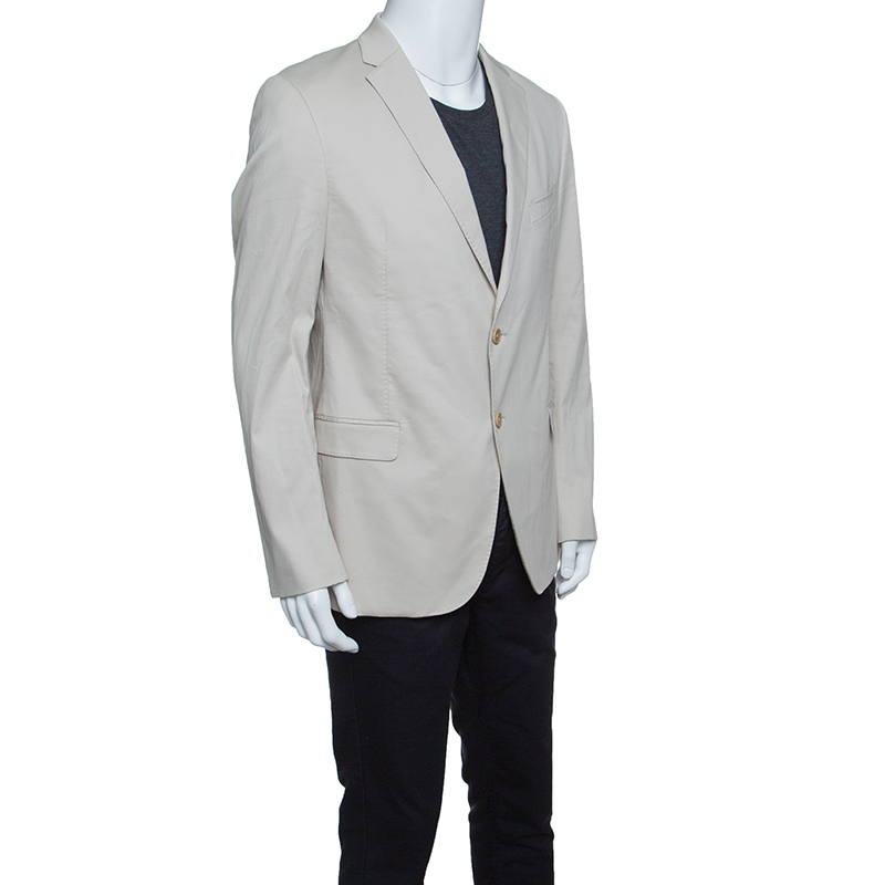 

Armani Collezioni Beige Cotton and Silk Tailored Blazer