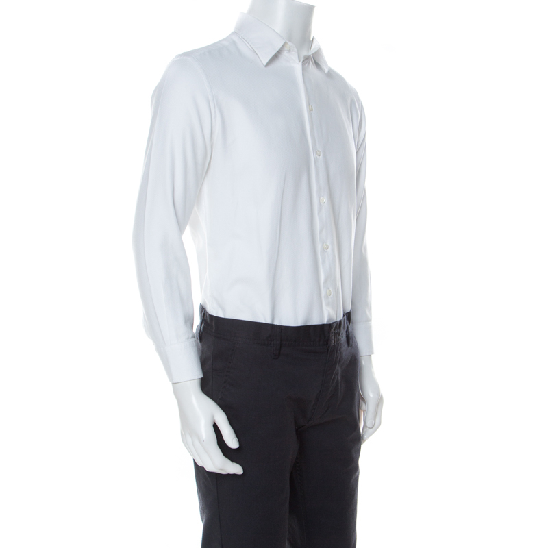 

Armani Collezioni White Jacquard Cotton Long Sleeve Shirt