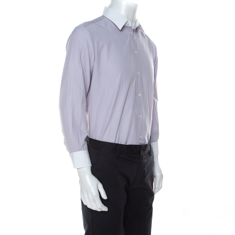 

Armani Collezioni Grey Cotton Contrast Detail Long Sleeve Shirt