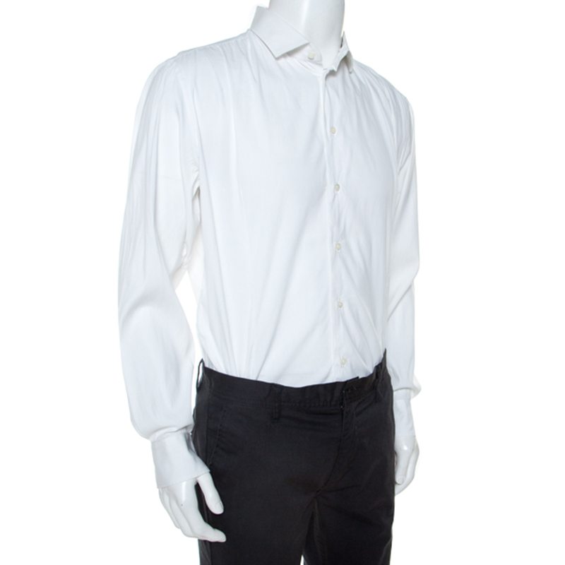 

Armani Collezioni White Cotton Blend Button Front Shirt