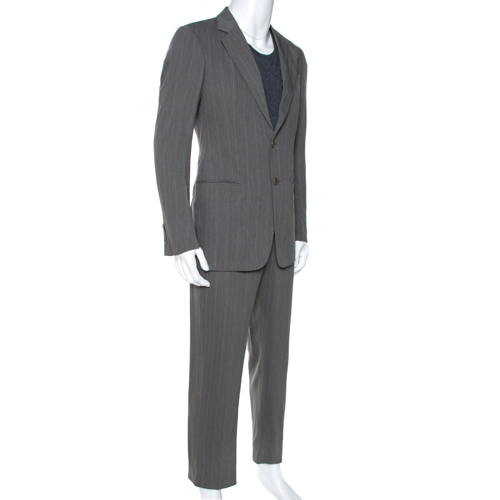 

Armani Collezioni Grey Herringbone Wool Blend Tailored Suit