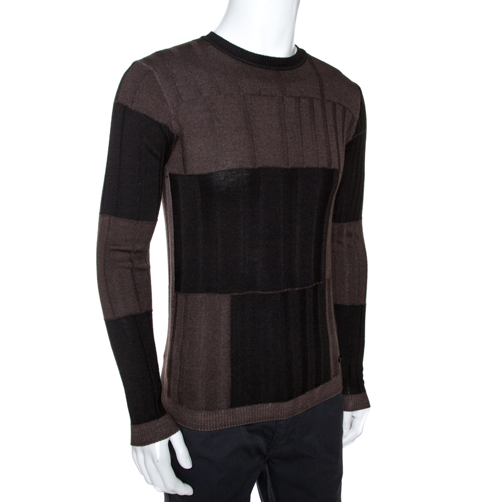 

Armani Collezioni Black & Brown Wool Washed Out Effect Sweater