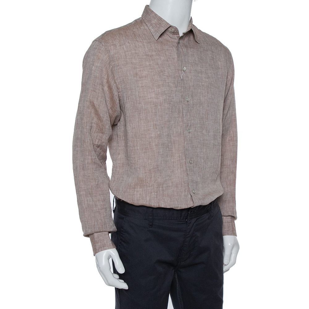 

Armani Collezioni Brown Linen Shirt