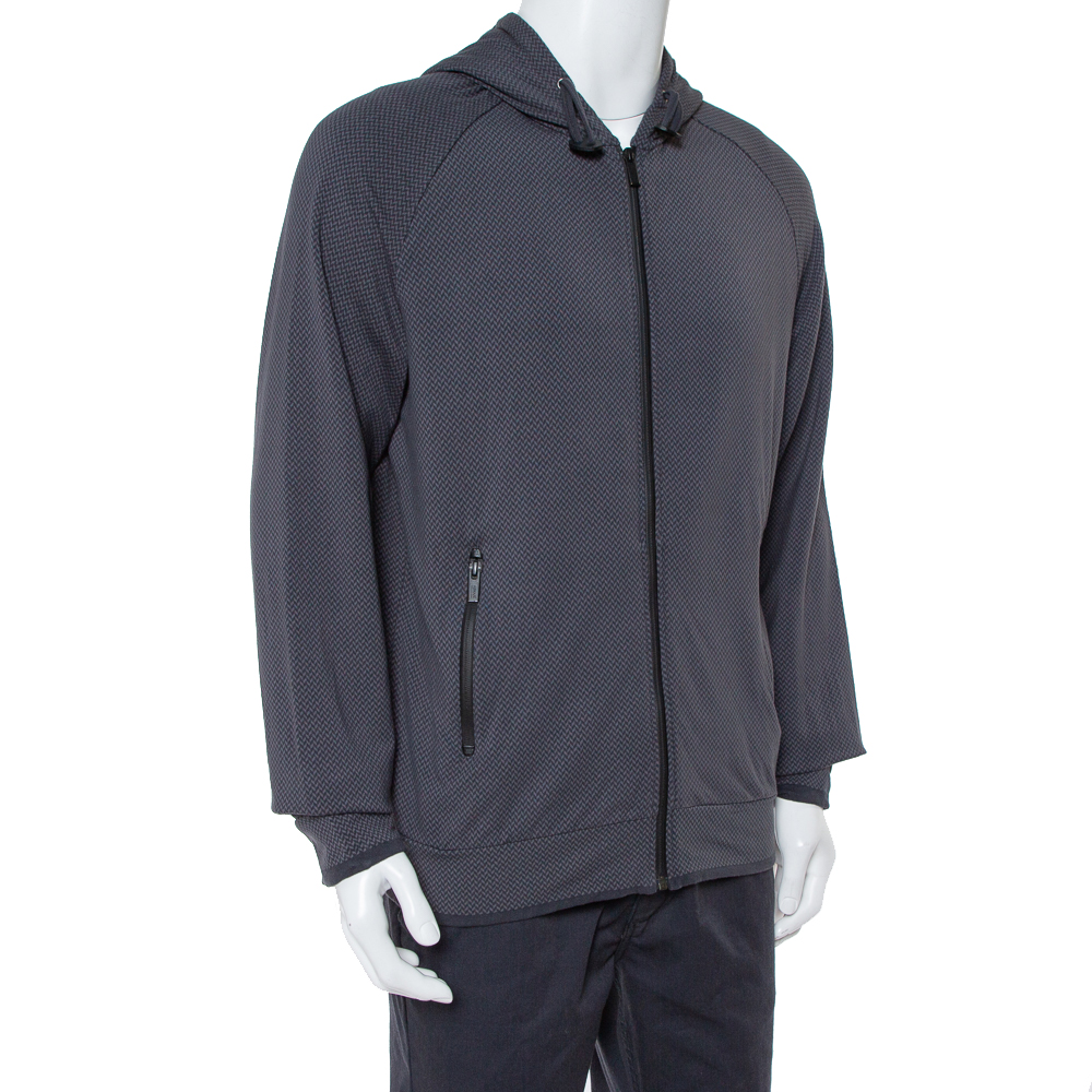 

Armani Collezioni Dark Grey Chevron Pattern Knit Hoodie