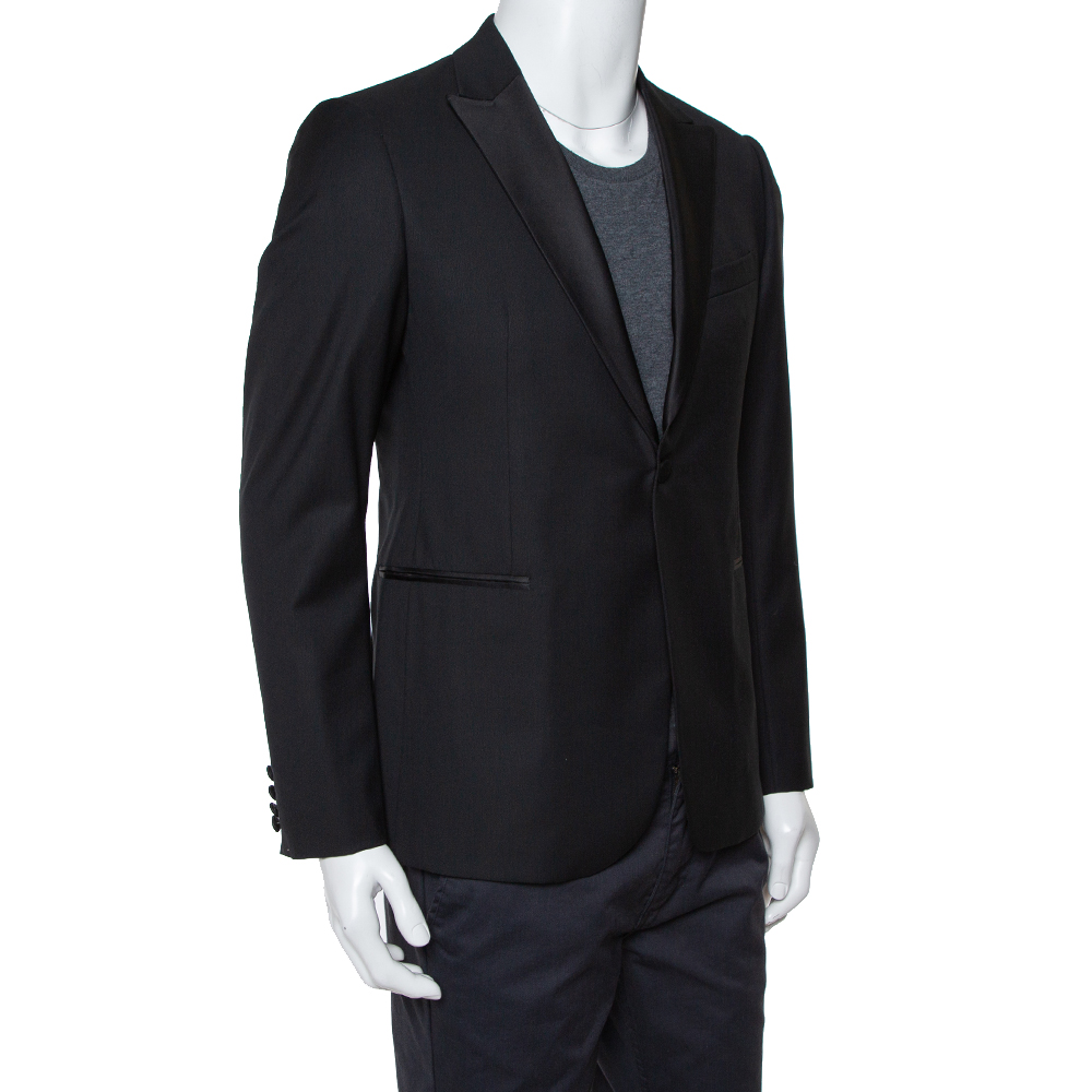 

Armani Collezioni Black Wool M Line Drop 8 Tailored Blazer