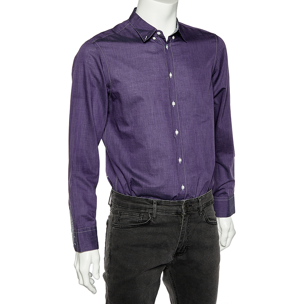 

Armani Collezioni Purple Cotton Button Front Shirt