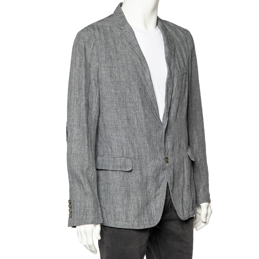 

Armani Collezioni Grey Linen Two Buttoned Jacket