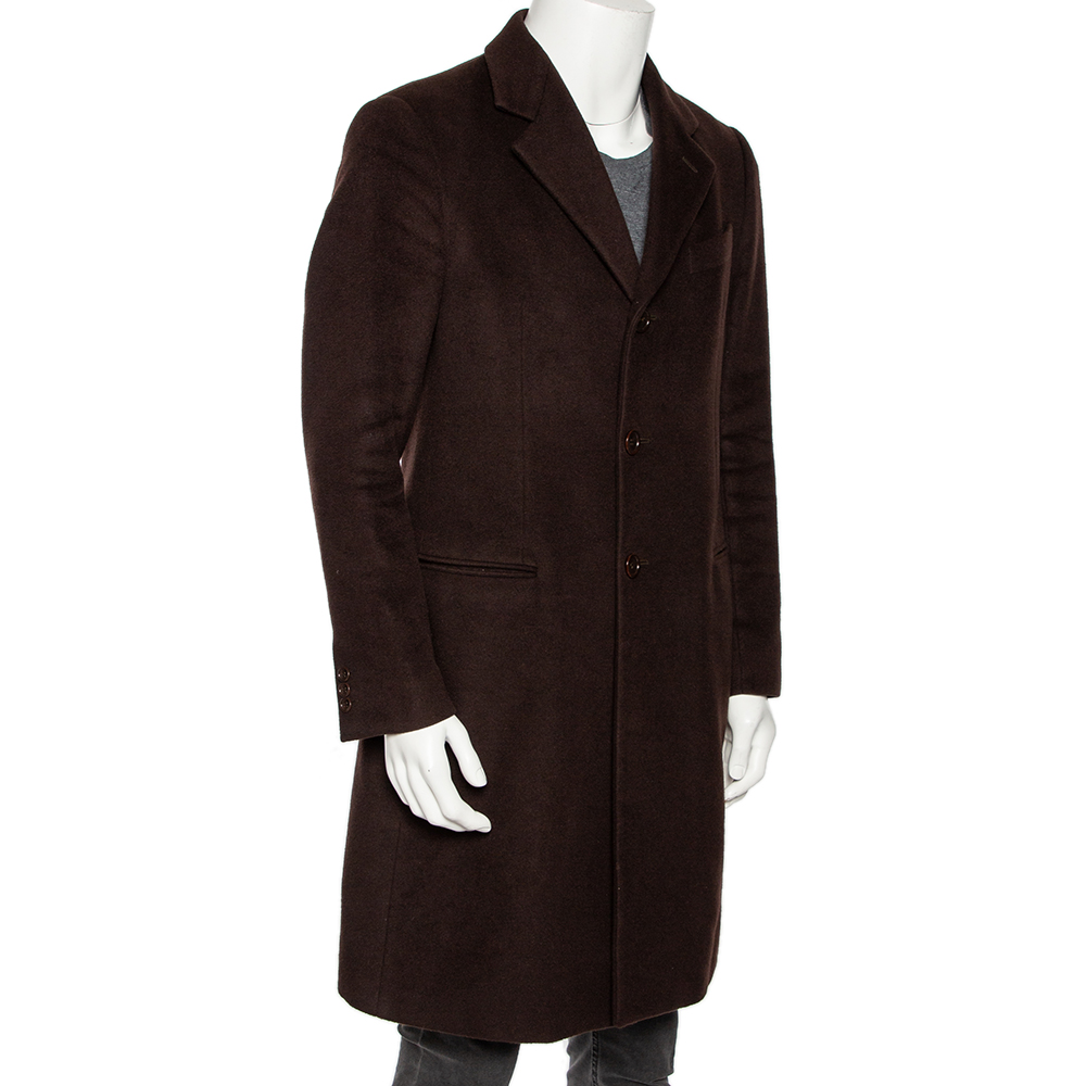 

Armani Collezioni Dark Brown Wool Buttoned Long Coat