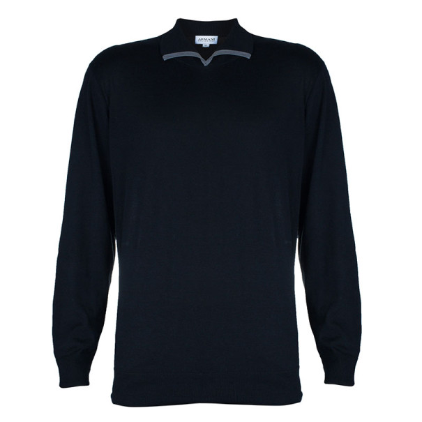 مملوكة مسبقًا تيشيرت أرماني كوليزيوني أسود أكمام طويلة بولو XL