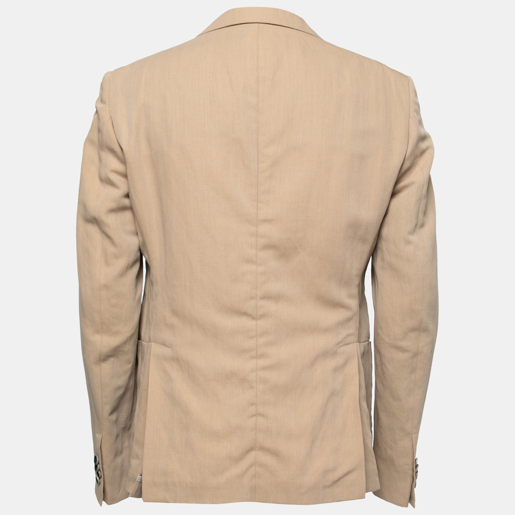 

Armani Collezioni Beige Wool & Linen Herringbone Blazer