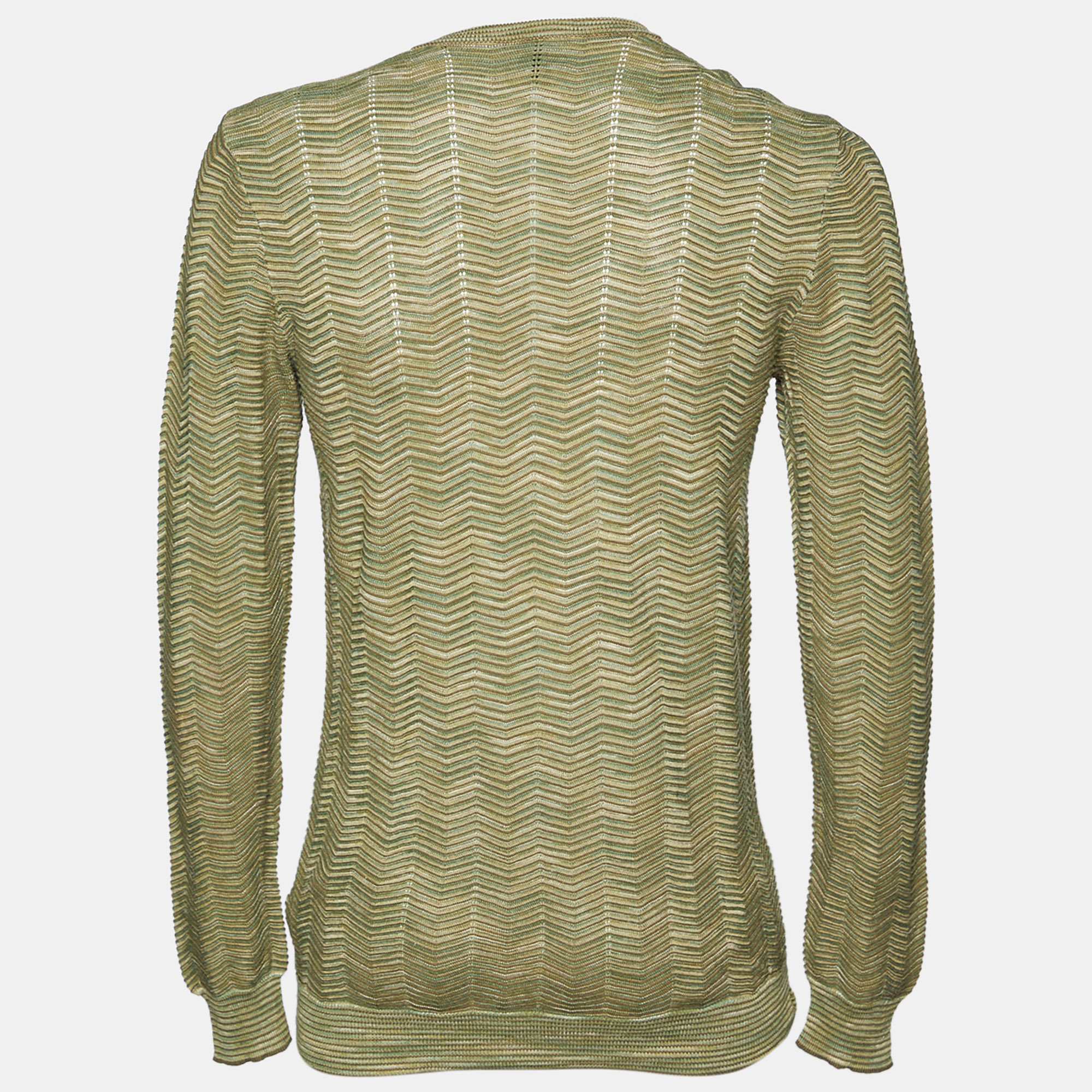 

Armani Collezioni Green Patterned Cotton Knit V-Neck Sweater 3XL