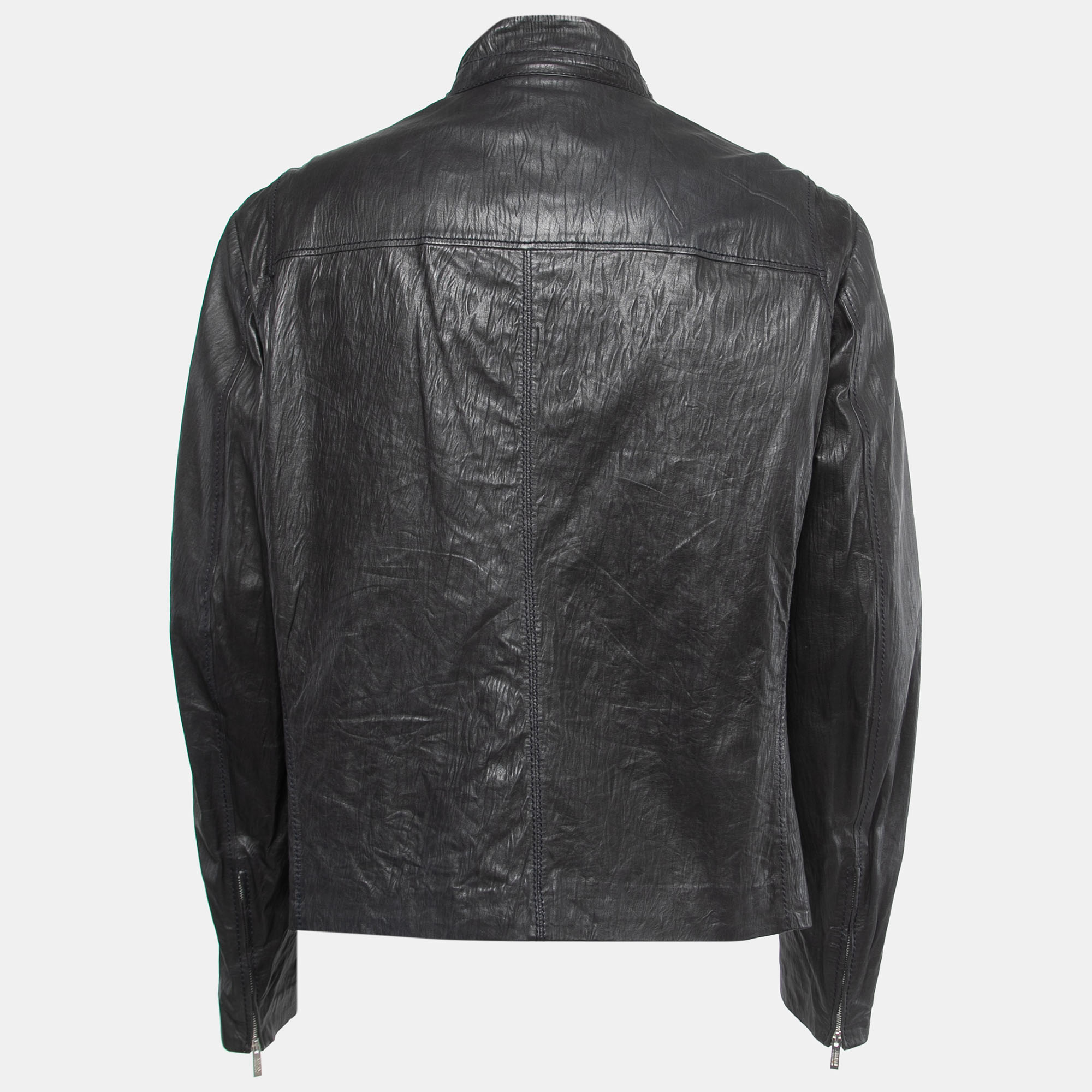 

Armani Collezioni Black Leather Zip Front Jacket