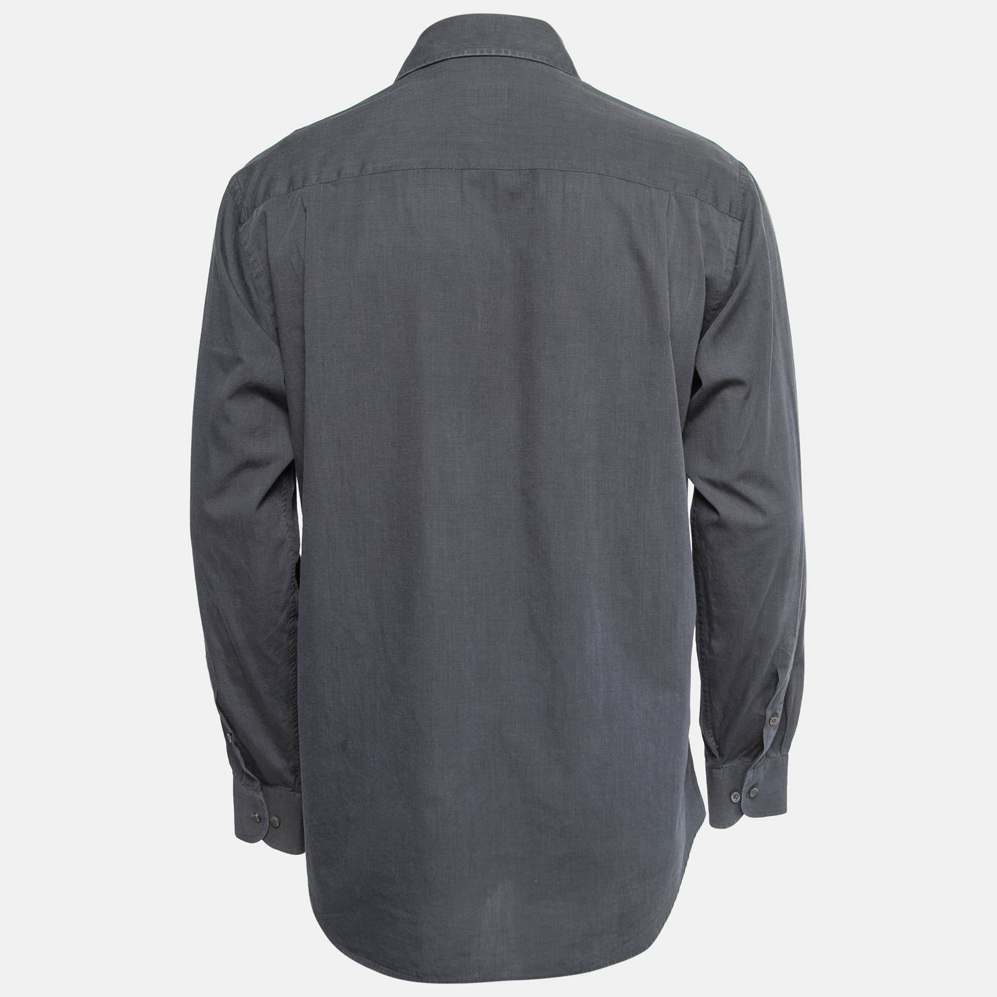 

Armani Collezioni Grey Cotton Button Front Full Sleeve Shirt
