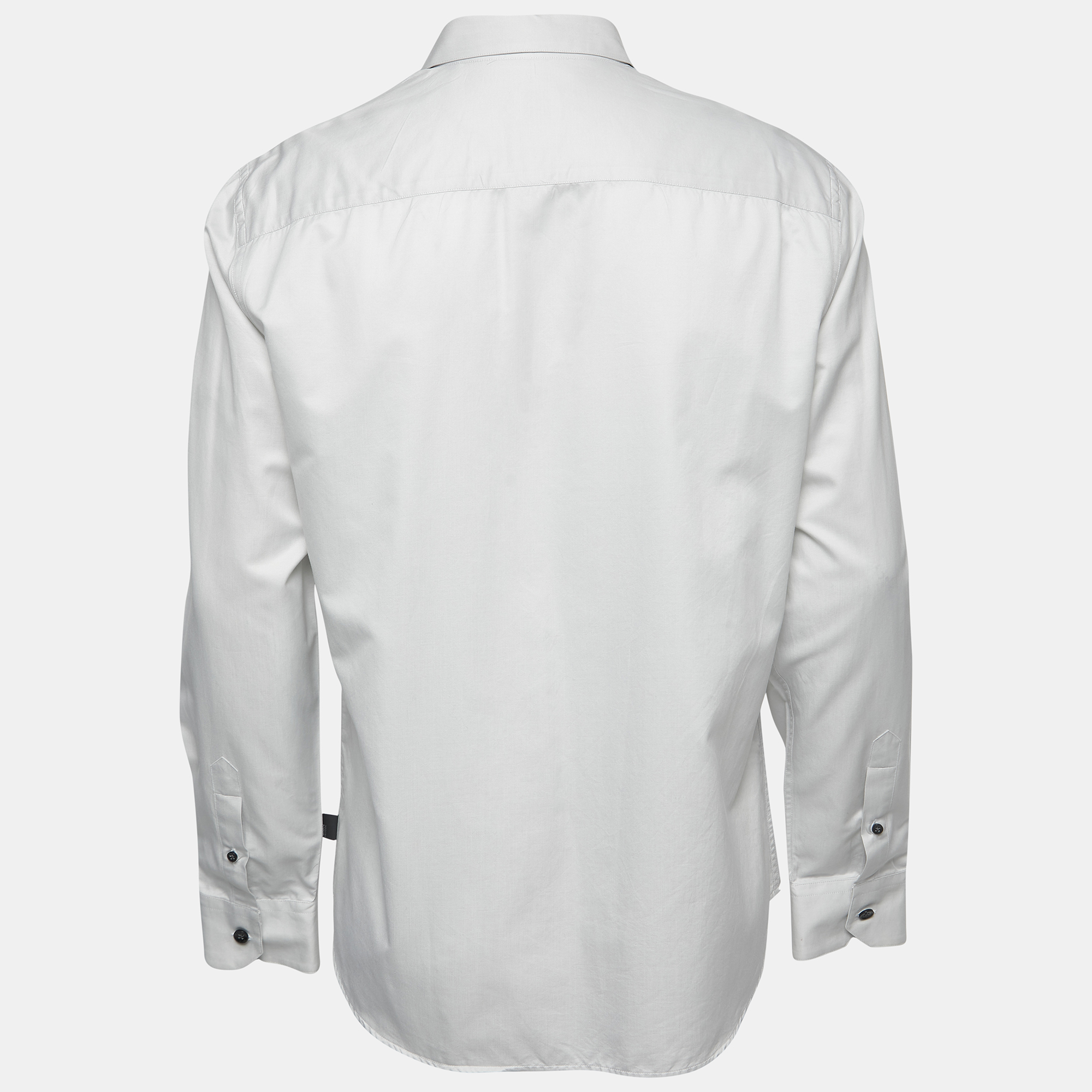 

Armani Collezioni Grey Cotton Button Front Full Sleeve Shirt