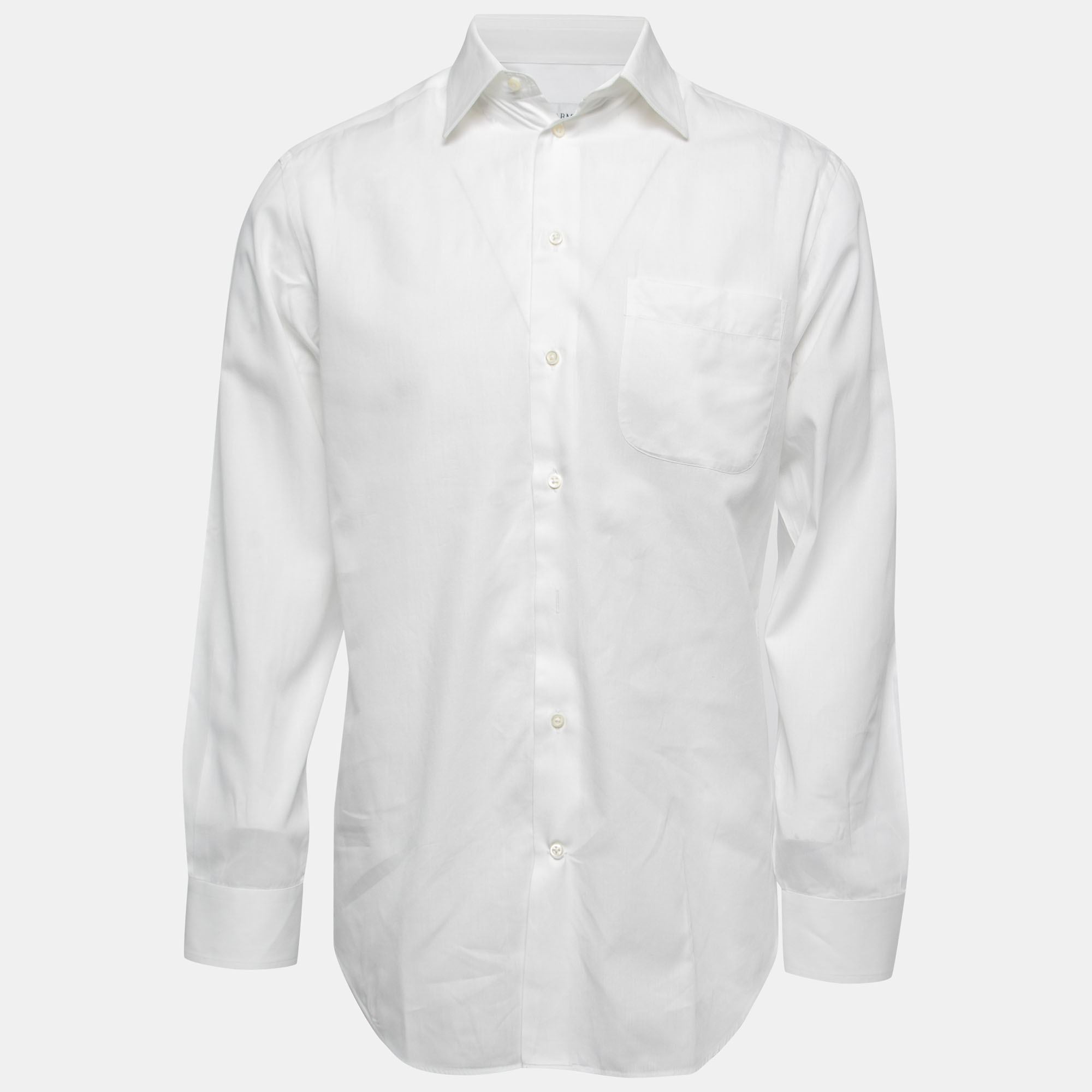 Pre-owned Armani Collezioni White Cotton Button Front Full Sleeve Shirt M