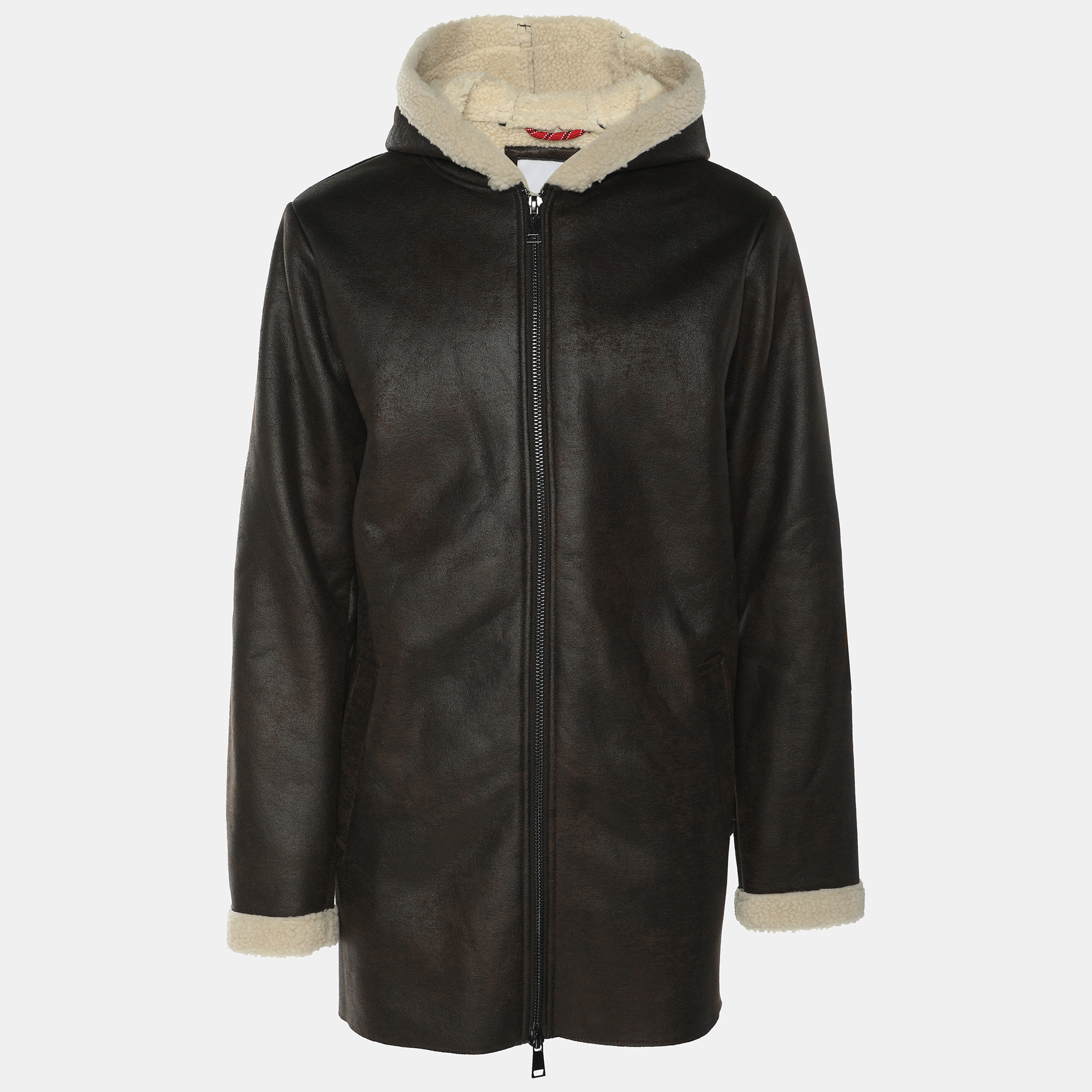 

Atpco Brown Faux Leather Hoodie Jacket M