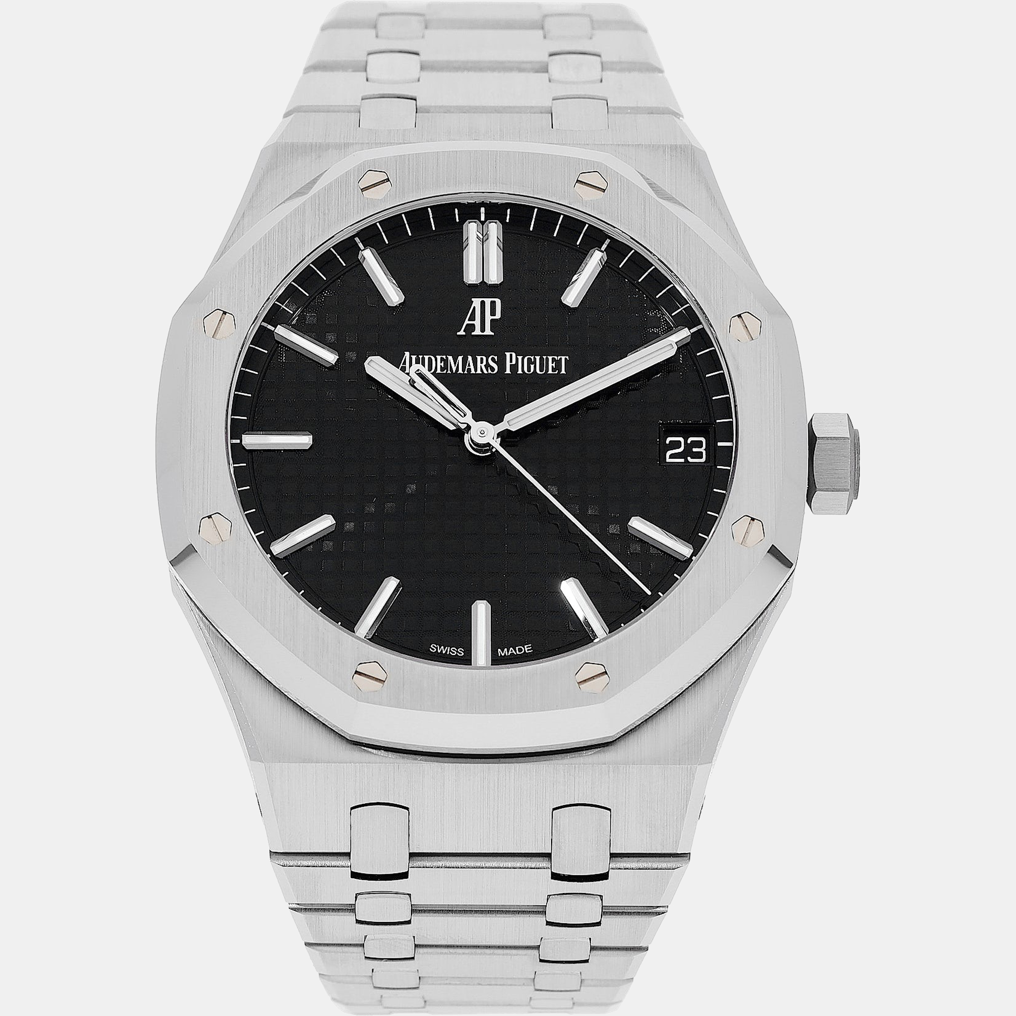 Pre-owned Audemars Piguet Black Stainless Steel Royal Oak 15500st Men's Wristwatch 41 Mm