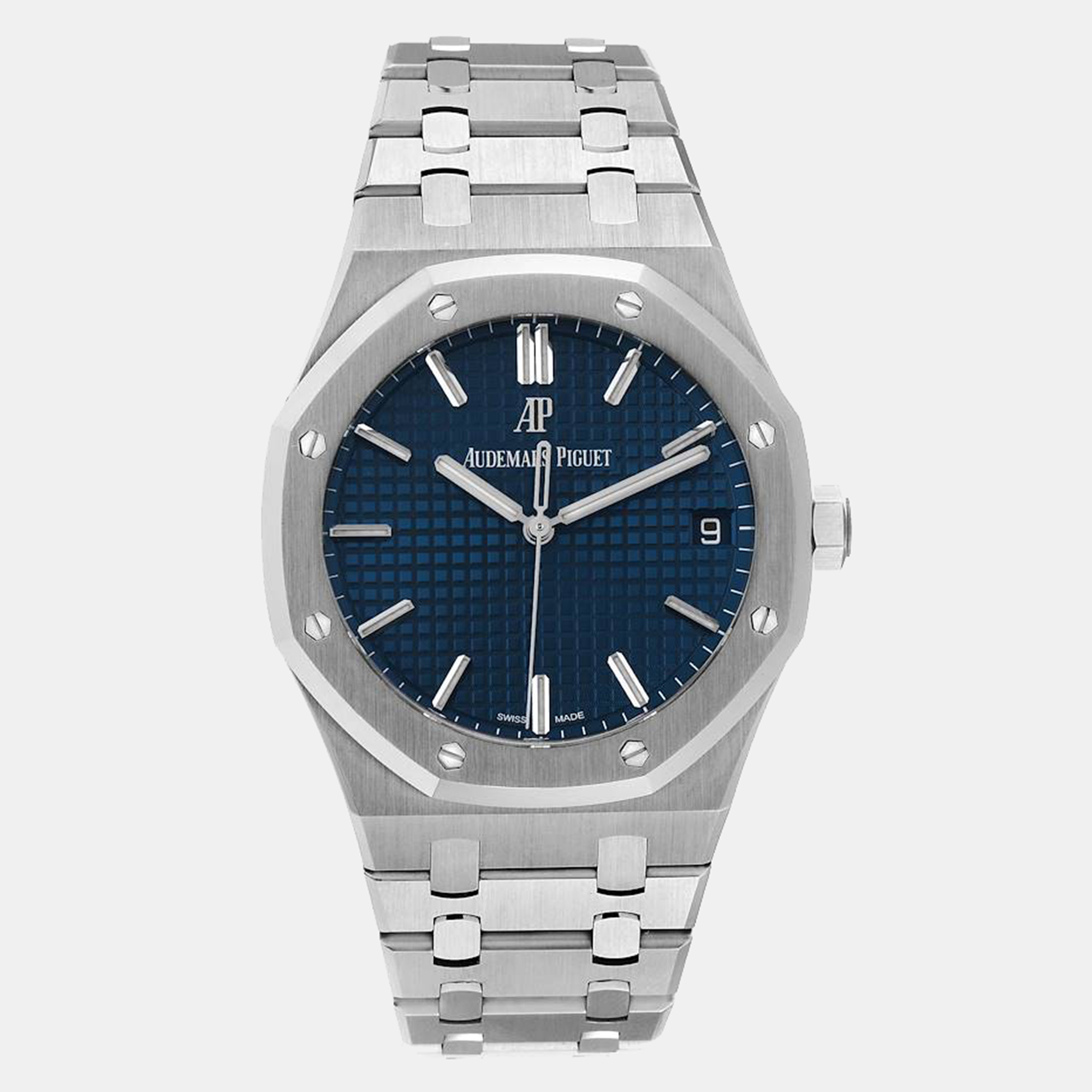 Pre-owned Audemars Piguet Blue Stainless Steel Royal Oak 15500st Men's Wristwatch 41 Mm