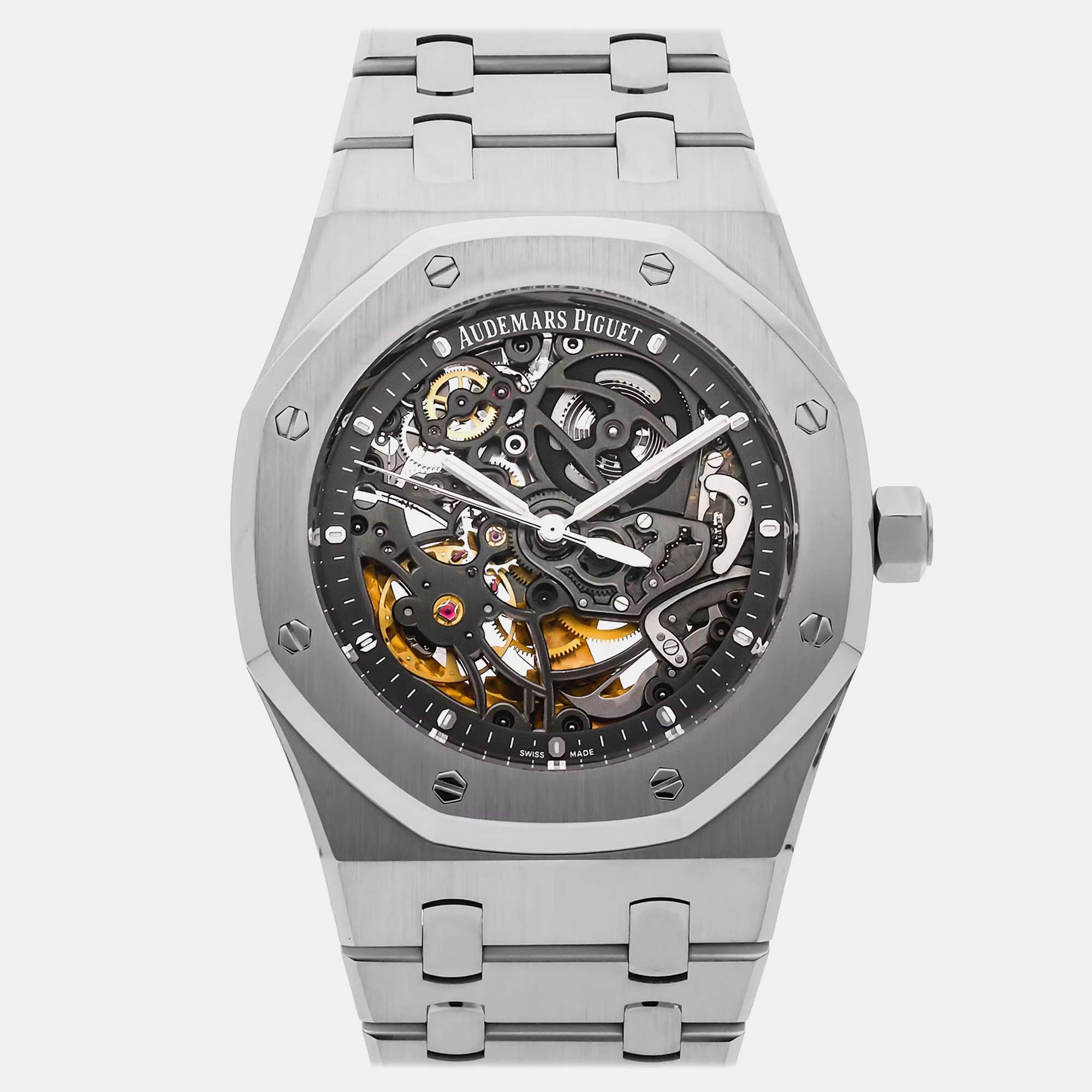 

Audemars Piguet Skeleton Stainless Steel Royal Oak Automatic Men's Wristwatch 39 mm, Transparent