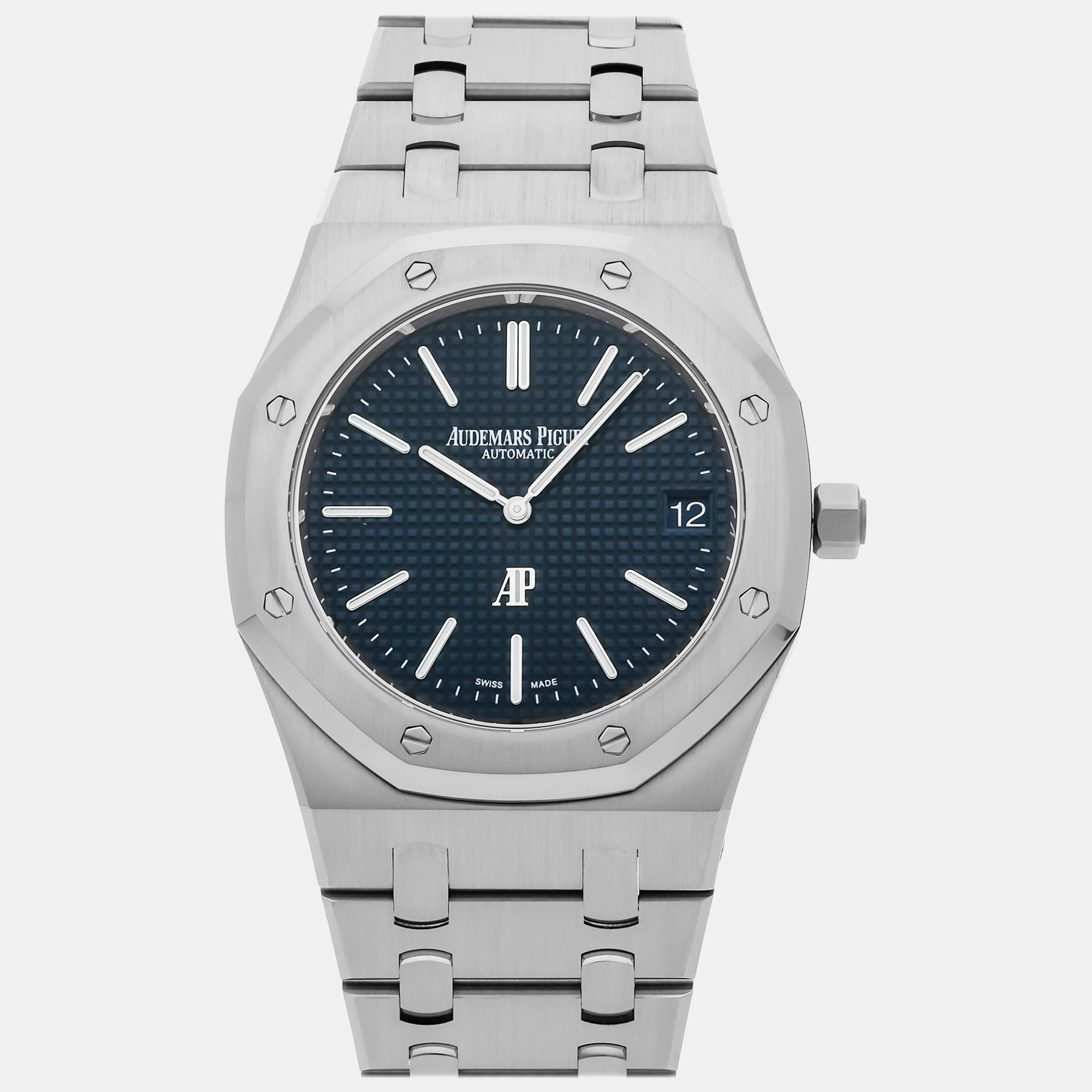 

Audemars Piguet Blue Stainless Steel Royal Oak Automatic Men's Wristwatch 39 mm